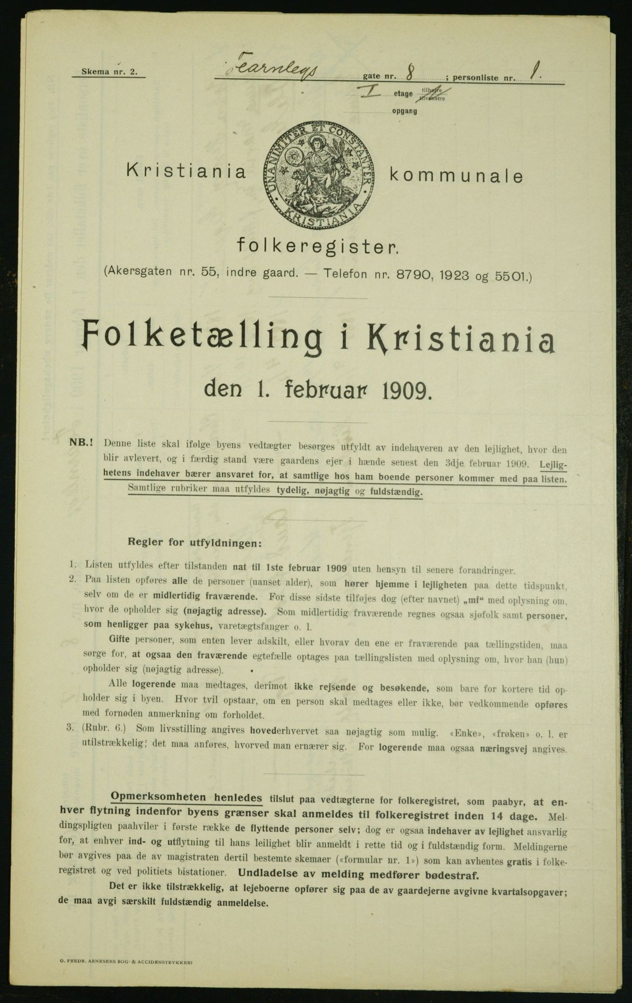 OBA, Kommunal folketelling 1.2.1909 for Kristiania kjøpstad, 1909, s. 21610