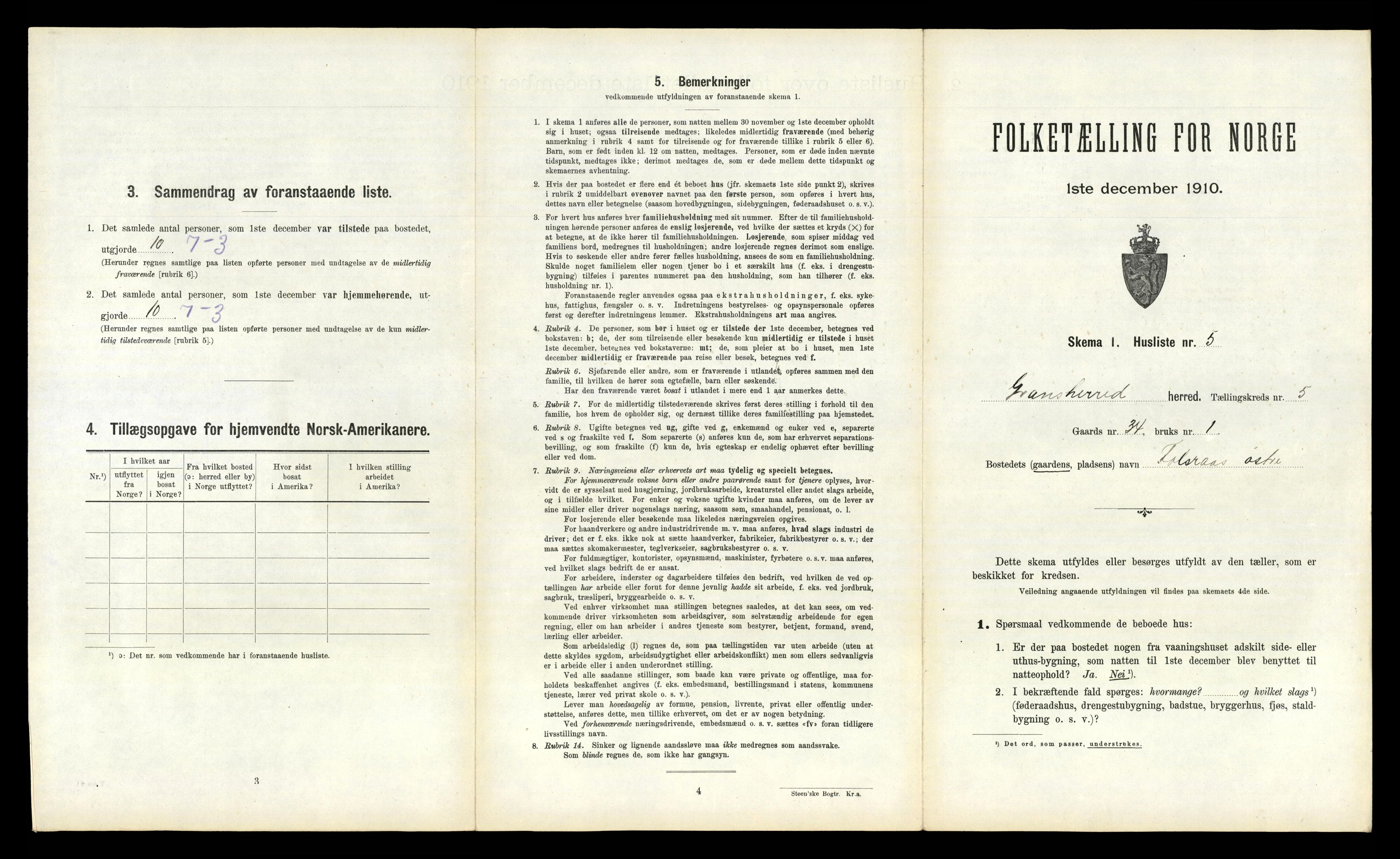 RA, Folketelling 1910 for 0824 Gransherad herred, 1910, s. 366