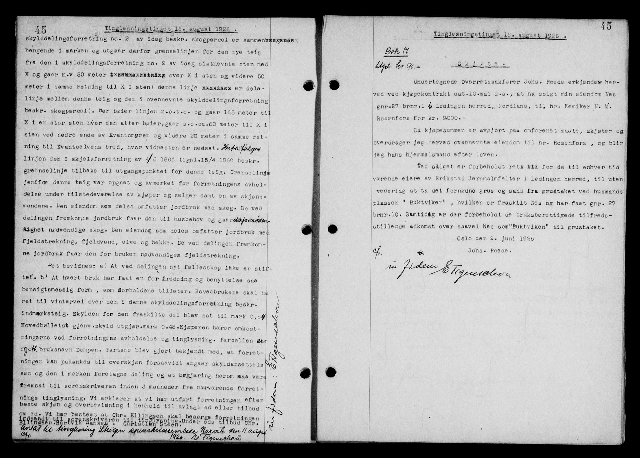 Steigen og Ofoten sorenskriveri, SAT/A-0030/1/2/2C/L0014: Pantebok nr. 13 og 15, 1926-1927, Tingl.dato: 16.08.1926