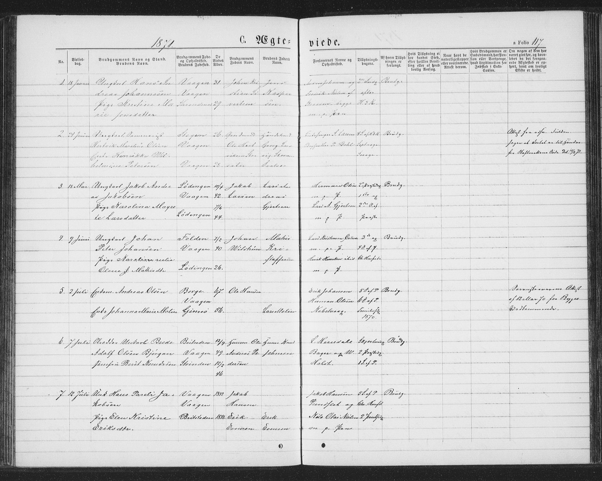 Ministerialprotokoller, klokkerbøker og fødselsregistre - Nordland, AV/SAT-A-1459/874/L1074: Klokkerbok nr. 874C03, 1870-1876, s. 117