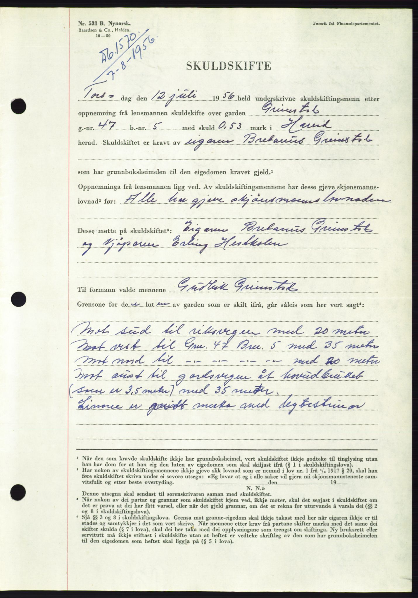 Søre Sunnmøre sorenskriveri, AV/SAT-A-4122/1/2/2C/L0104: Pantebok nr. 30A, 1956-1956, Dagboknr: 1570/1956