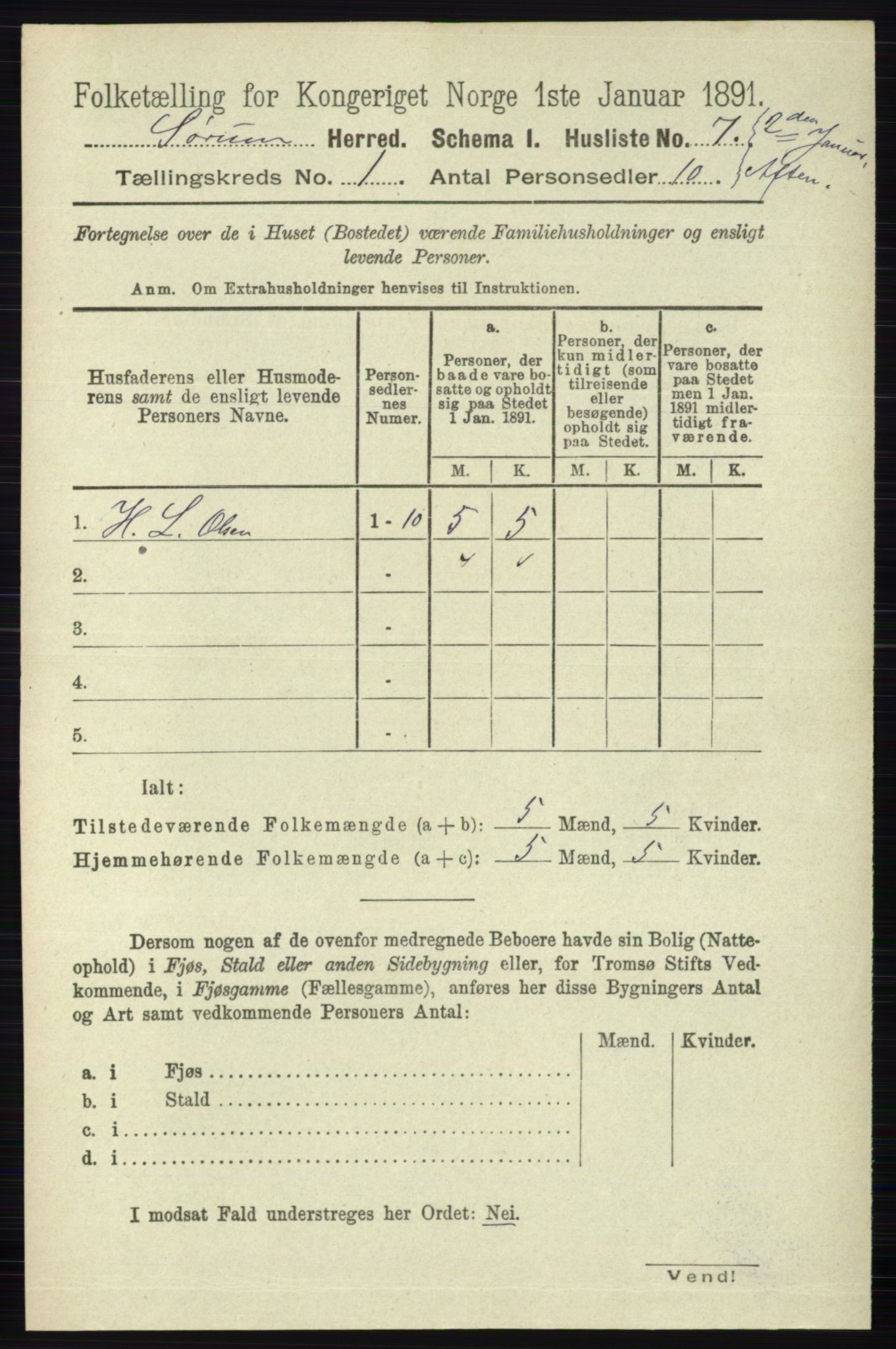 RA, Folketelling 1891 for 0226 Sørum herred, 1891, s. 26