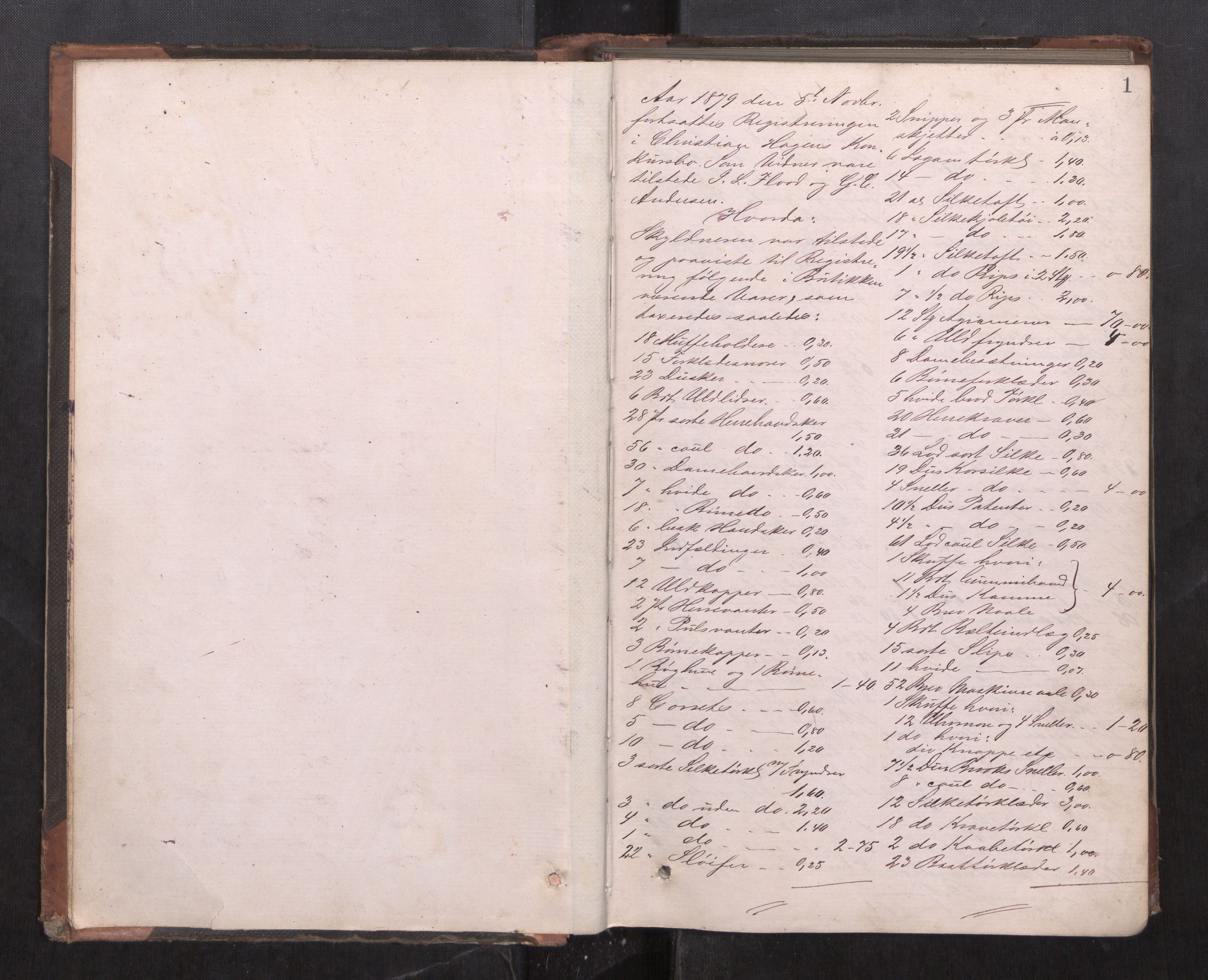 Trondheim byfogd, AV/SAT-A-0003/1/3/3C/L0010: Skifteregistreringsprotokoll - 5/11-5/5. (u/ register), 1879-1887, s. 1