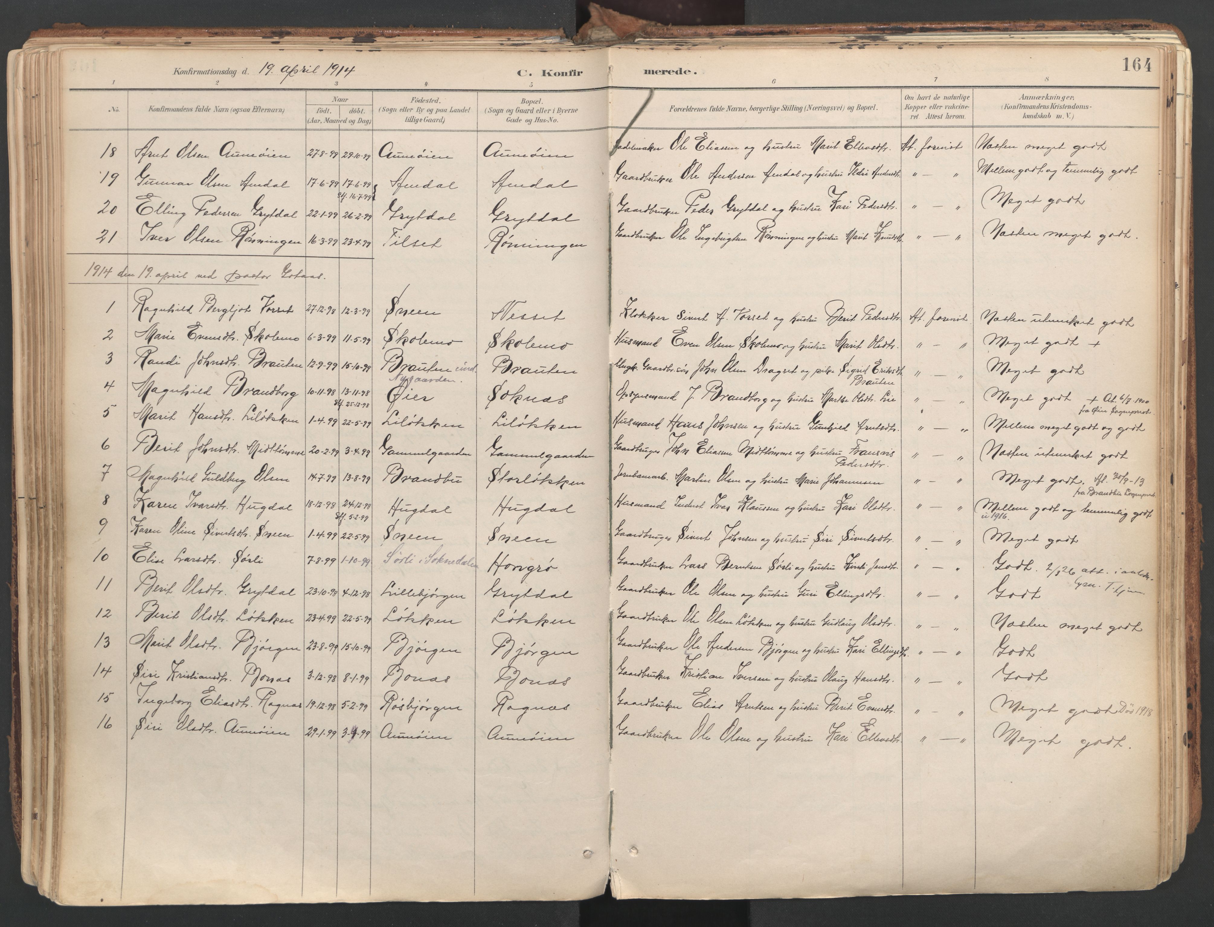 Ministerialprotokoller, klokkerbøker og fødselsregistre - Sør-Trøndelag, AV/SAT-A-1456/687/L1004: Ministerialbok nr. 687A10, 1891-1923, s. 164