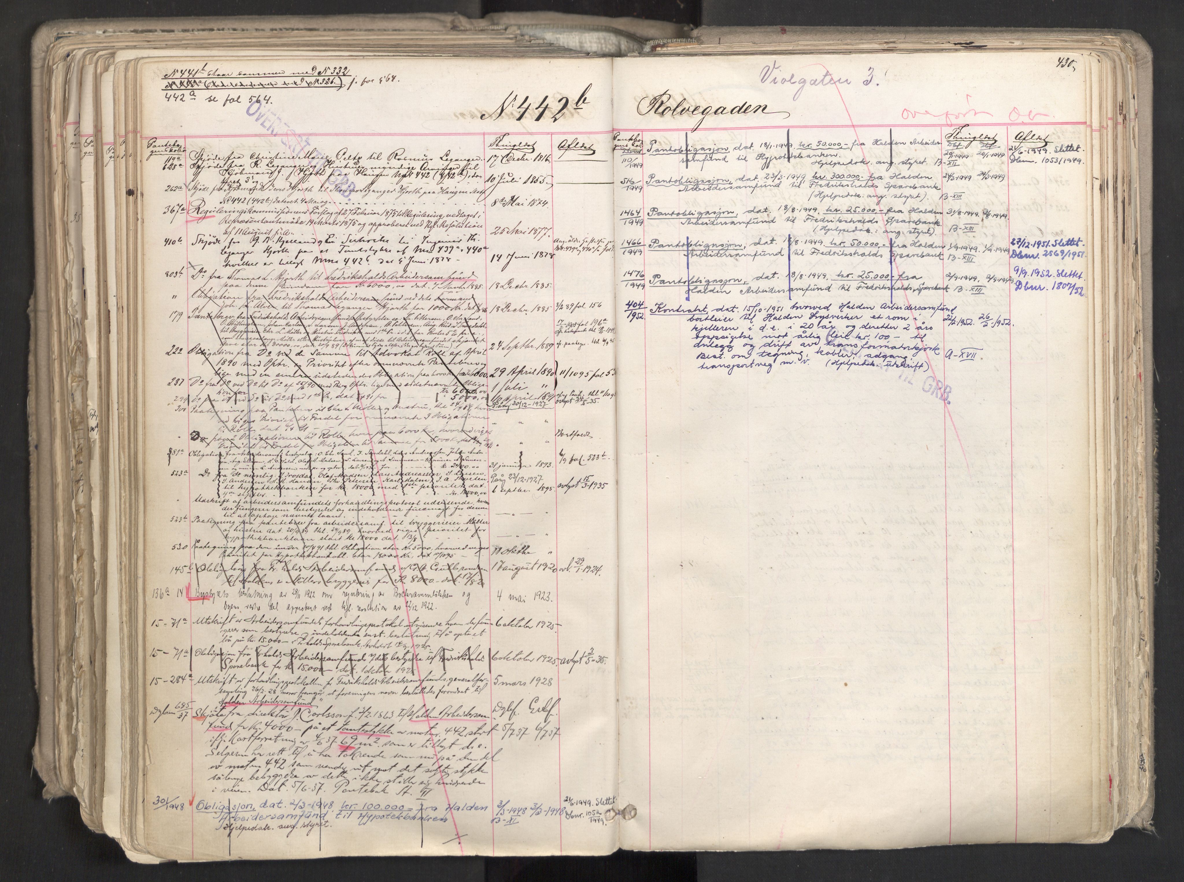 Halden byfogd, AV/SAO-A-10865/G/Ga/Gaa/Gaab/L0001: Panteregister nr. II 1, 1873-1955, s. 430