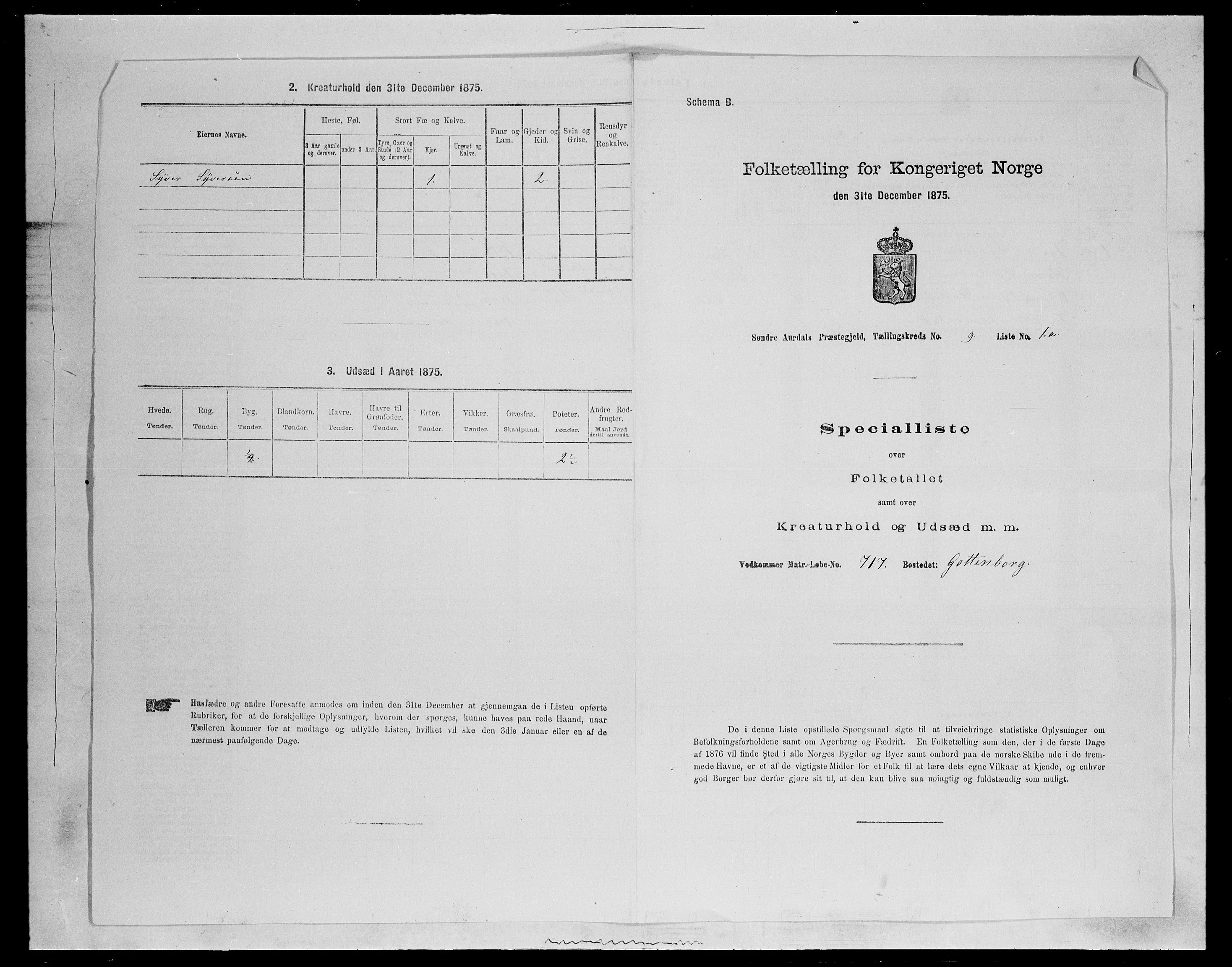 SAH, Folketelling 1875 for 0540P Sør-Aurdal prestegjeld, 1875, s. 1454