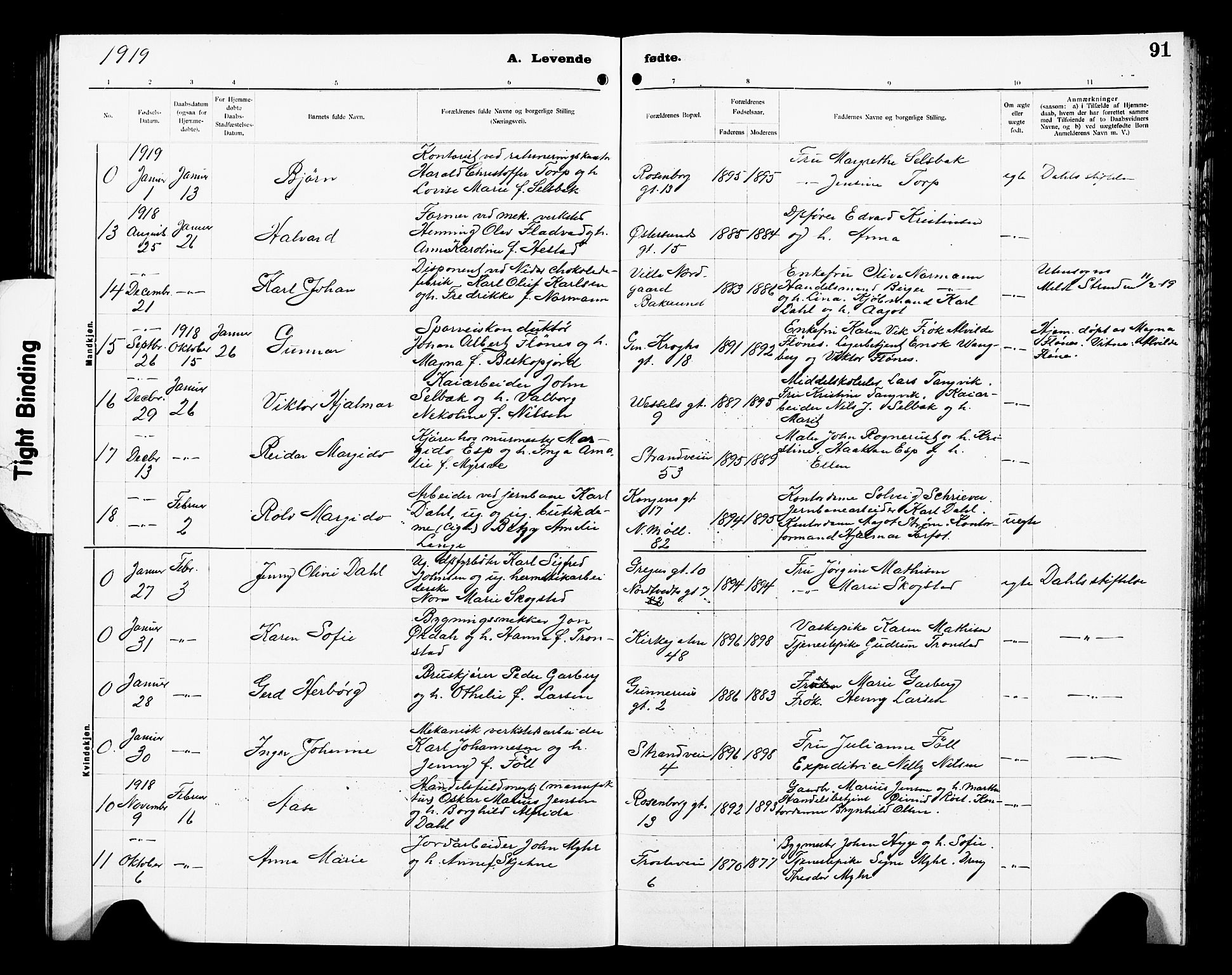 Ministerialprotokoller, klokkerbøker og fødselsregistre - Sør-Trøndelag, AV/SAT-A-1456/605/L0256: Klokkerbok nr. 605C03, 1916-1920, s. 91