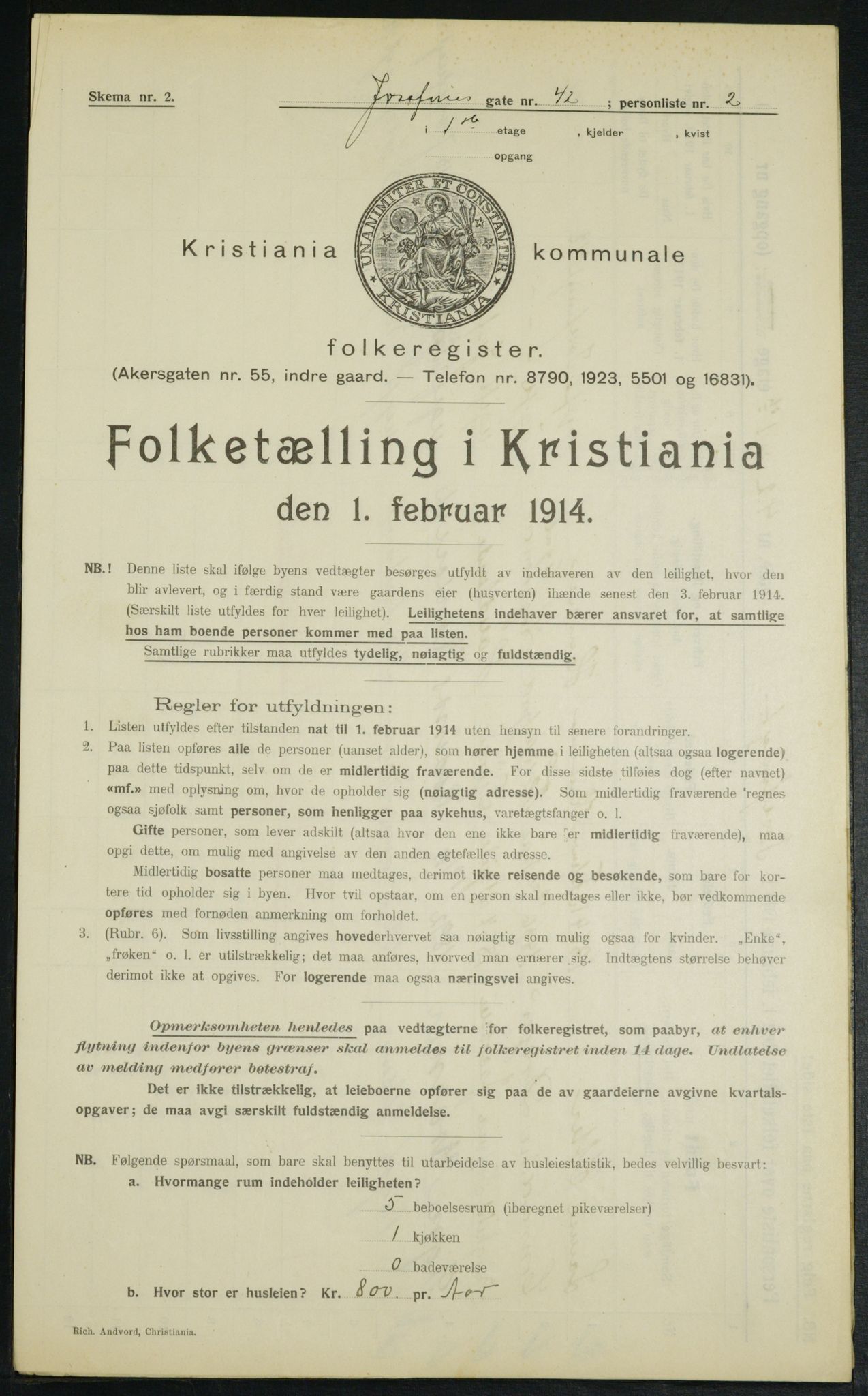 OBA, Kommunal folketelling 1.2.1914 for Kristiania, 1914, s. 47585