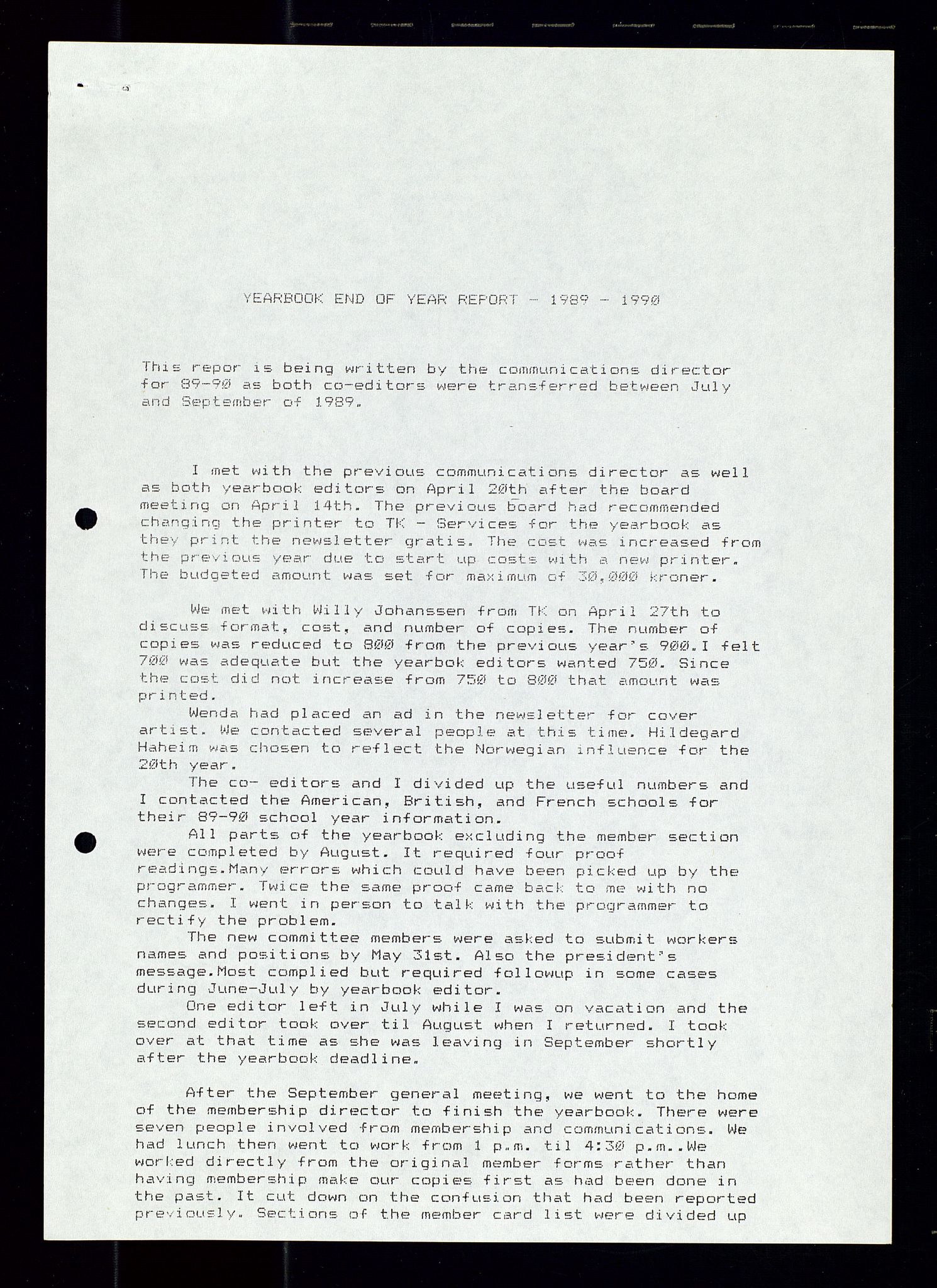 PA 1547 - Petroleum Wives Club, AV/SAST-A-101974/A/Aa/L0003: Board and General Meeting, 1994-1998