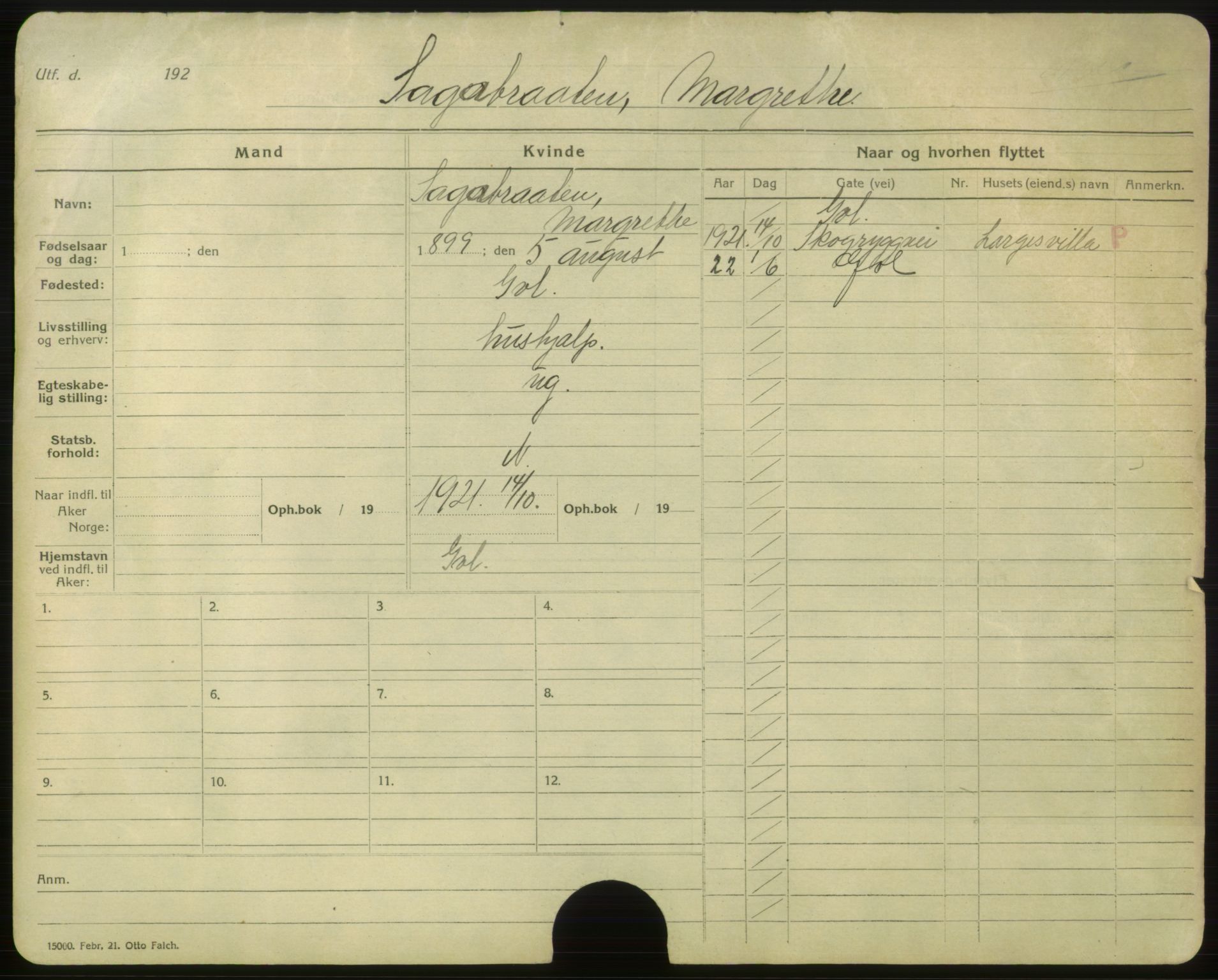 Oslo folkeregister, Registerkort, SAO/A-11715/F/Fa/Faa/L0010: Kvinner, 1917-1922, s. 2