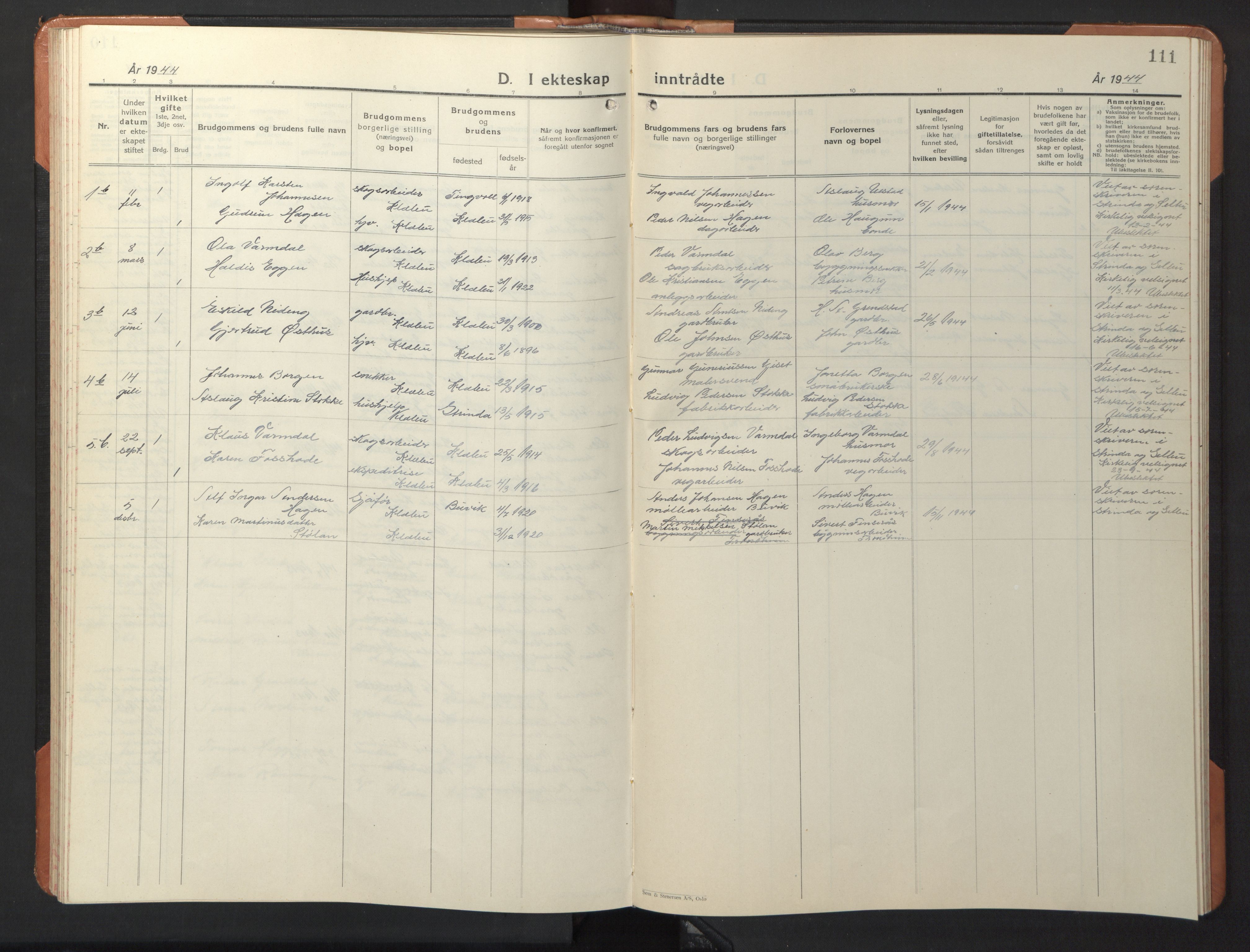 Ministerialprotokoller, klokkerbøker og fødselsregistre - Sør-Trøndelag, SAT/A-1456/618/L0454: Klokkerbok nr. 618C05, 1926-1946, s. 111