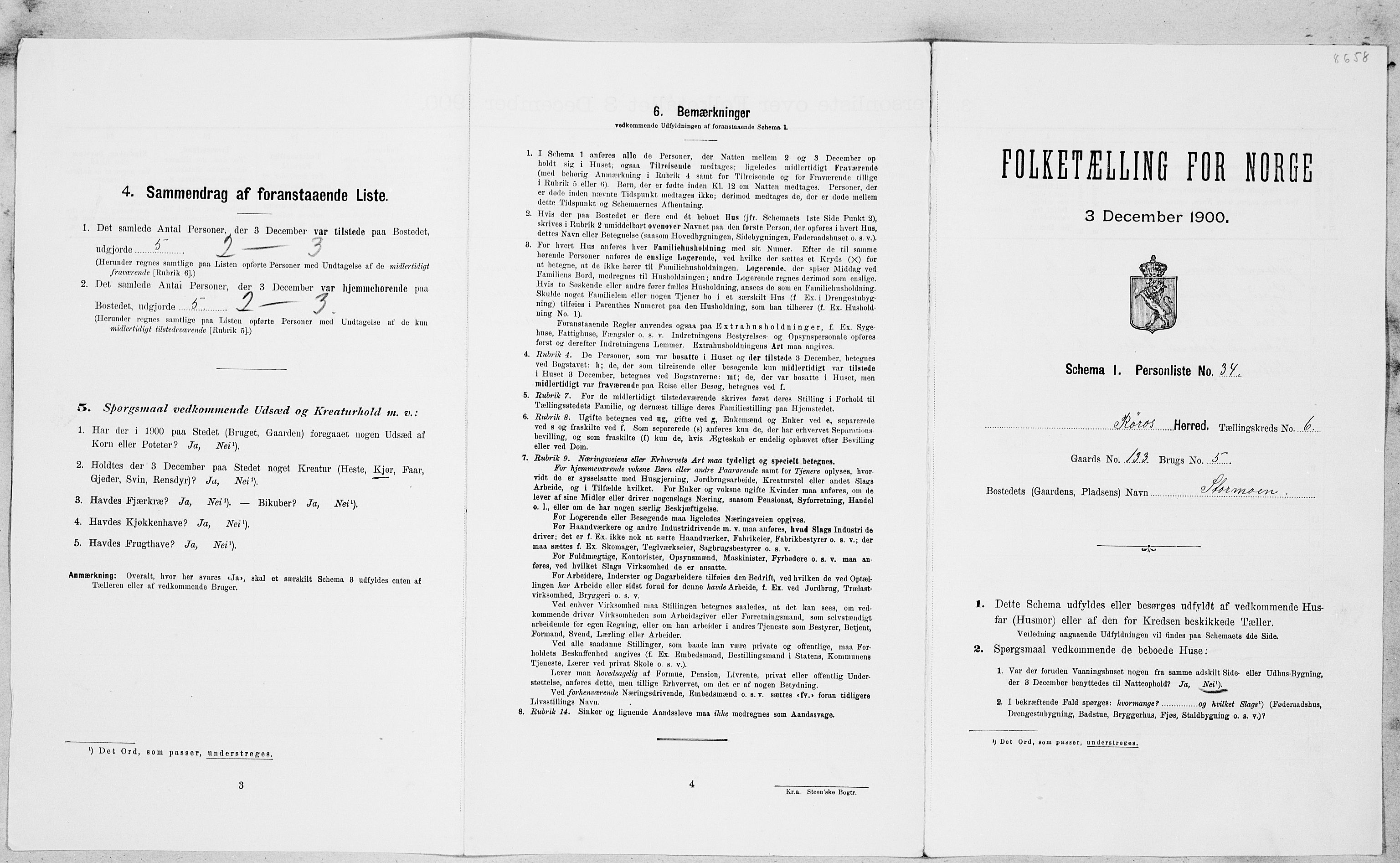 SAT, Folketelling 1900 for 1640 Røros herred, 1900, s. 832