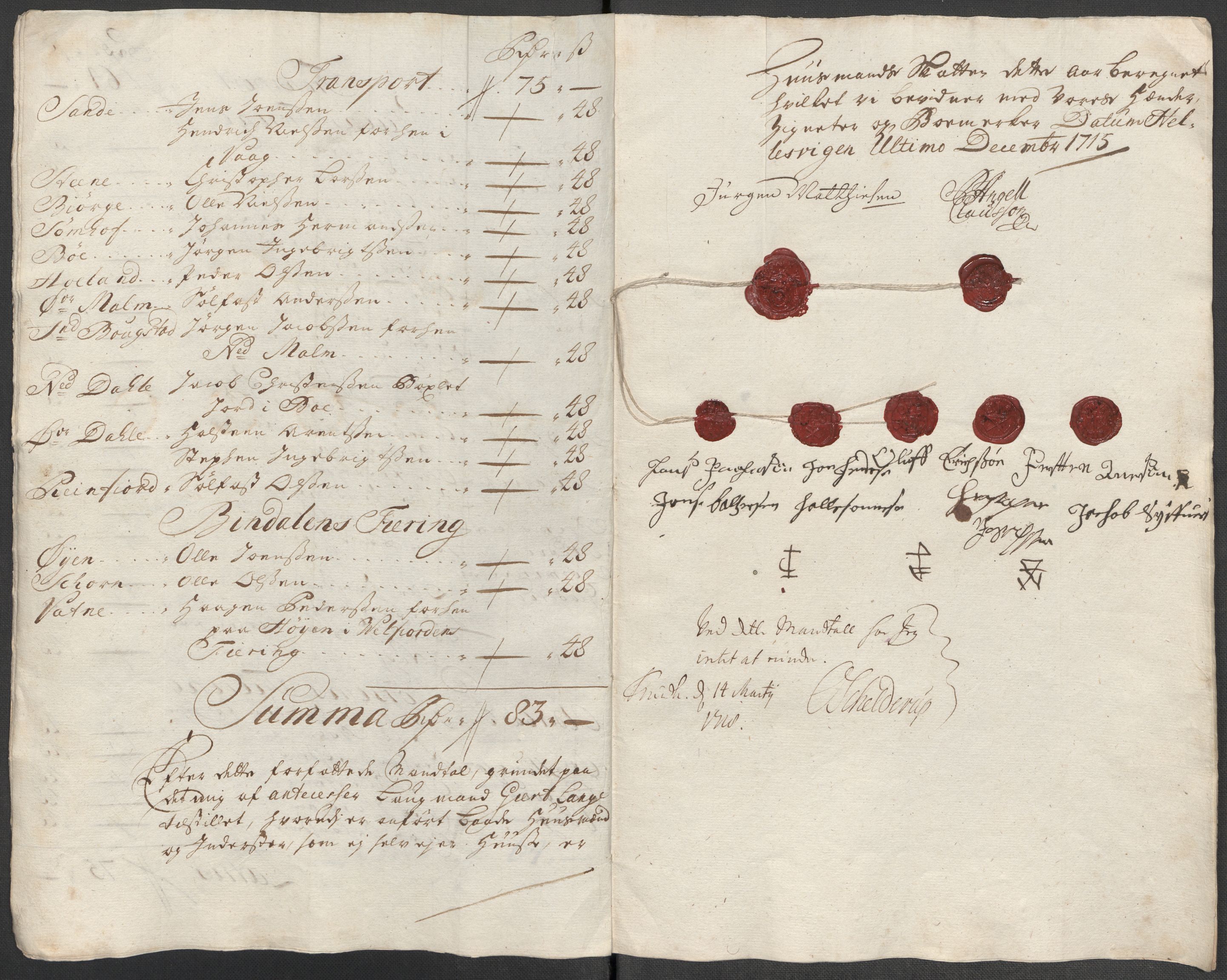 Rentekammeret inntil 1814, Reviderte regnskaper, Fogderegnskap, AV/RA-EA-4092/R65/L4513: Fogderegnskap Helgeland, 1714-1715, s. 563