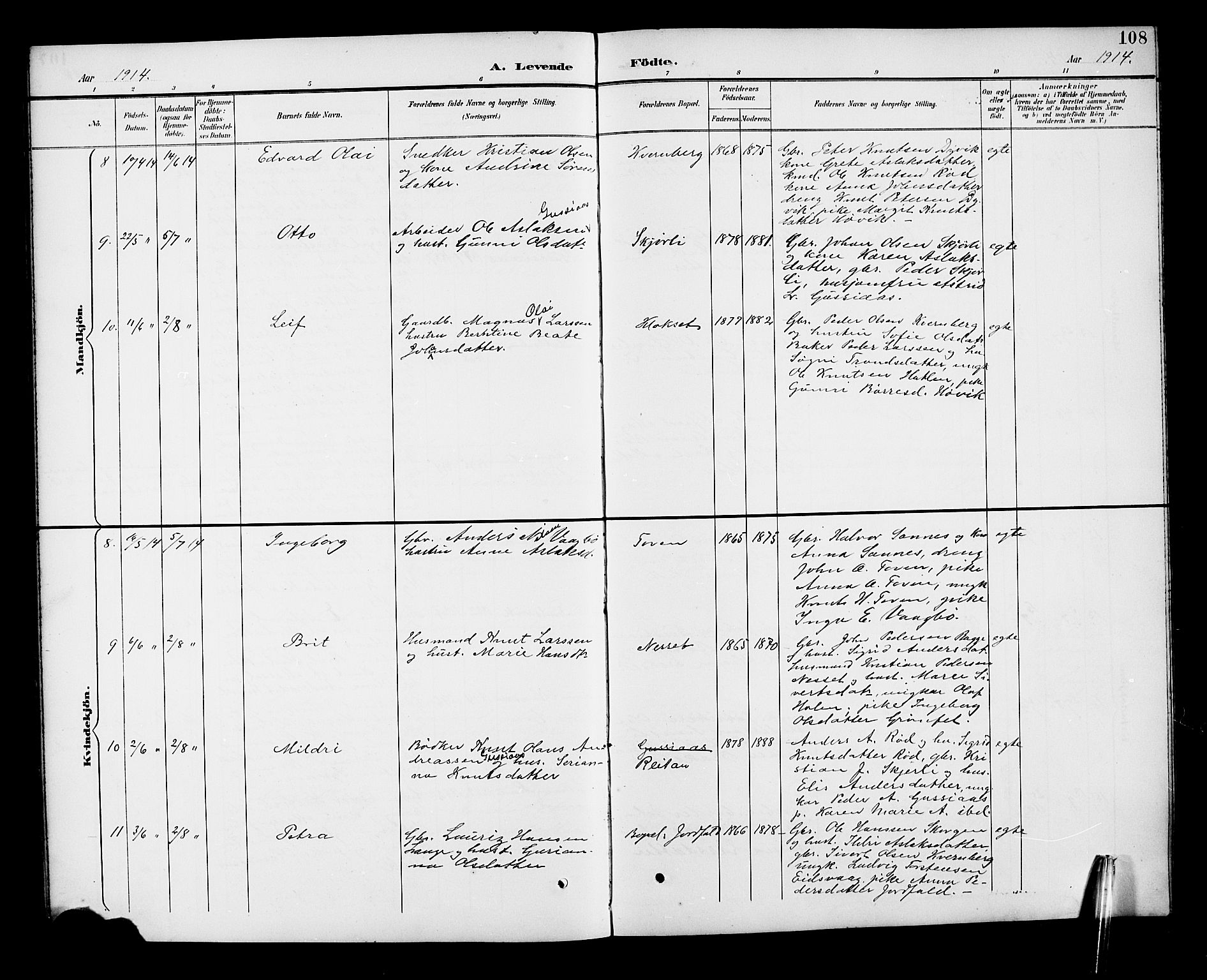 Ministerialprotokoller, klokkerbøker og fødselsregistre - Møre og Romsdal, AV/SAT-A-1454/551/L0632: Klokkerbok nr. 551C04, 1894-1920, s. 108