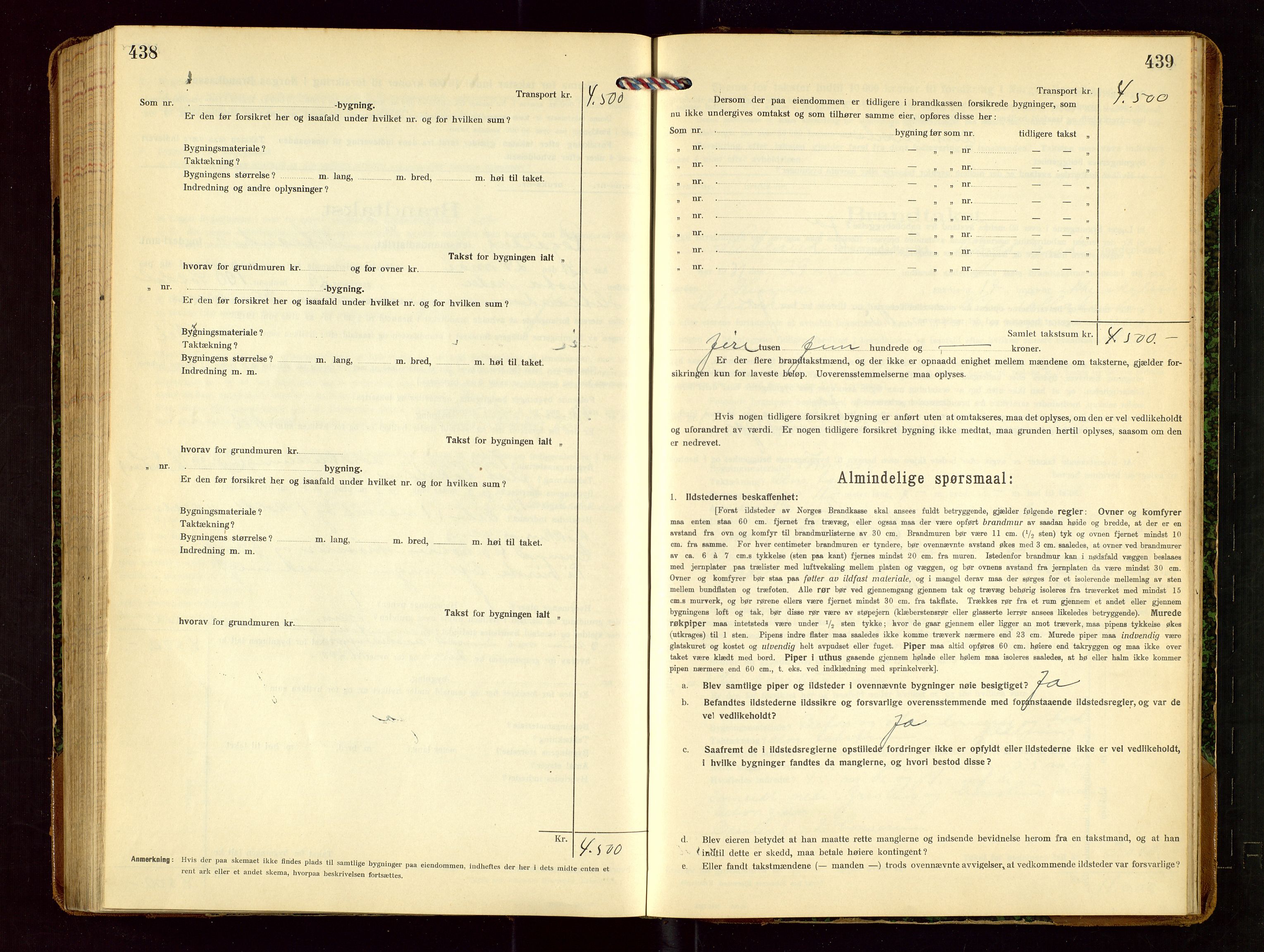 Hetland lensmannskontor, SAST/A-100101/Gob/L0002: "Brandtakstprotokol", 1918-1932, s. 438-439