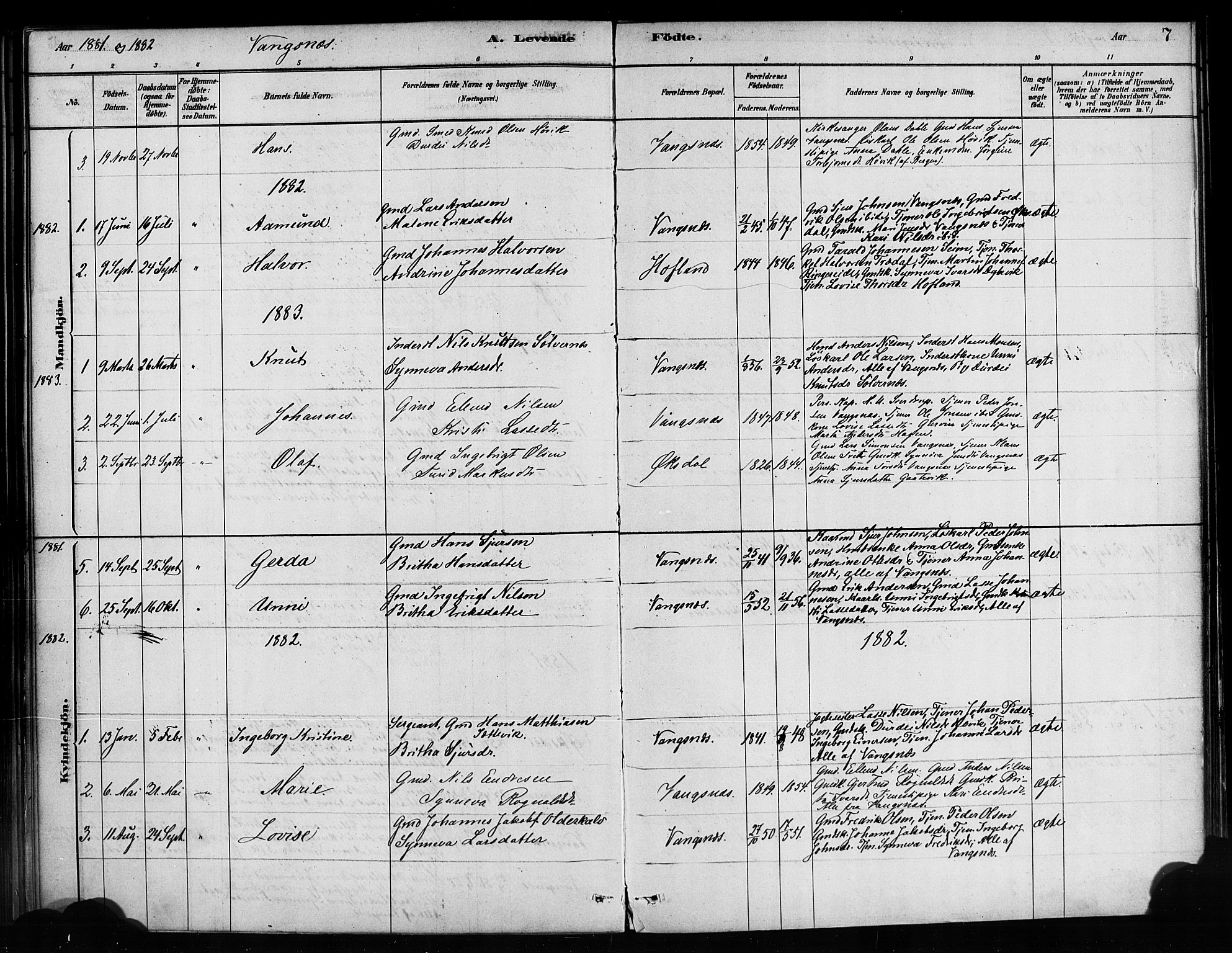 Balestrand sokneprestembete, SAB/A-79601/H/Haa/Haaa/L0004: Ministerialbok nr. A 4 /3, 1879-1888, s. 7