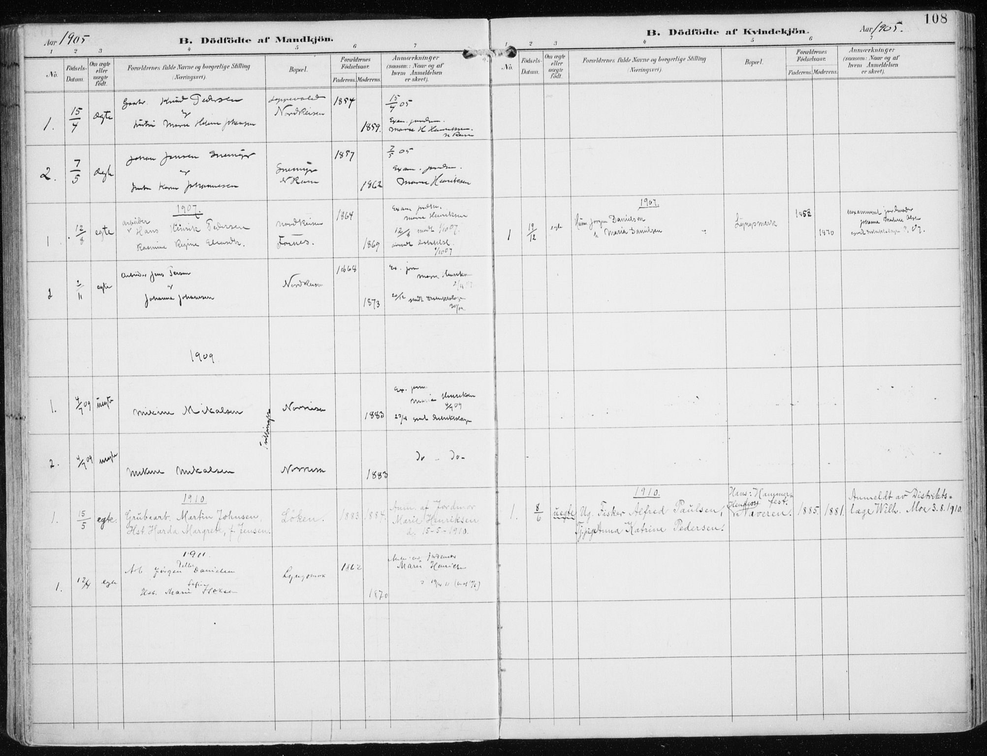 Skjervøy sokneprestkontor, AV/SATØ-S-1300/H/Ha/Haa/L0017kirke: Ministerialbok nr. 17, 1895-1911, s. 108