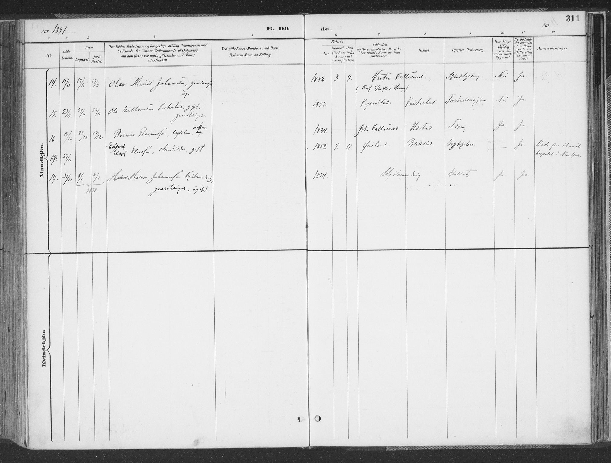 Høvåg sokneprestkontor, SAK/1111-0025/F/Fa/L0006: Ministerialbok nr. A 6, 1894-1923, s. 311