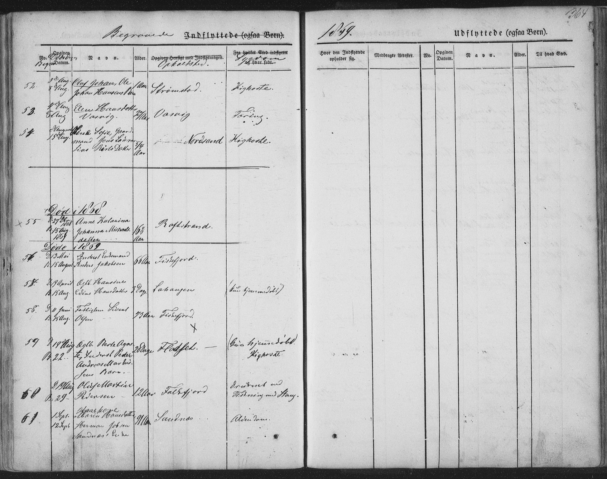 Ministerialprotokoller, klokkerbøker og fødselsregistre - Nordland, AV/SAT-A-1459/888/L1241: Ministerialbok nr. 888A07, 1849-1869, s. 364