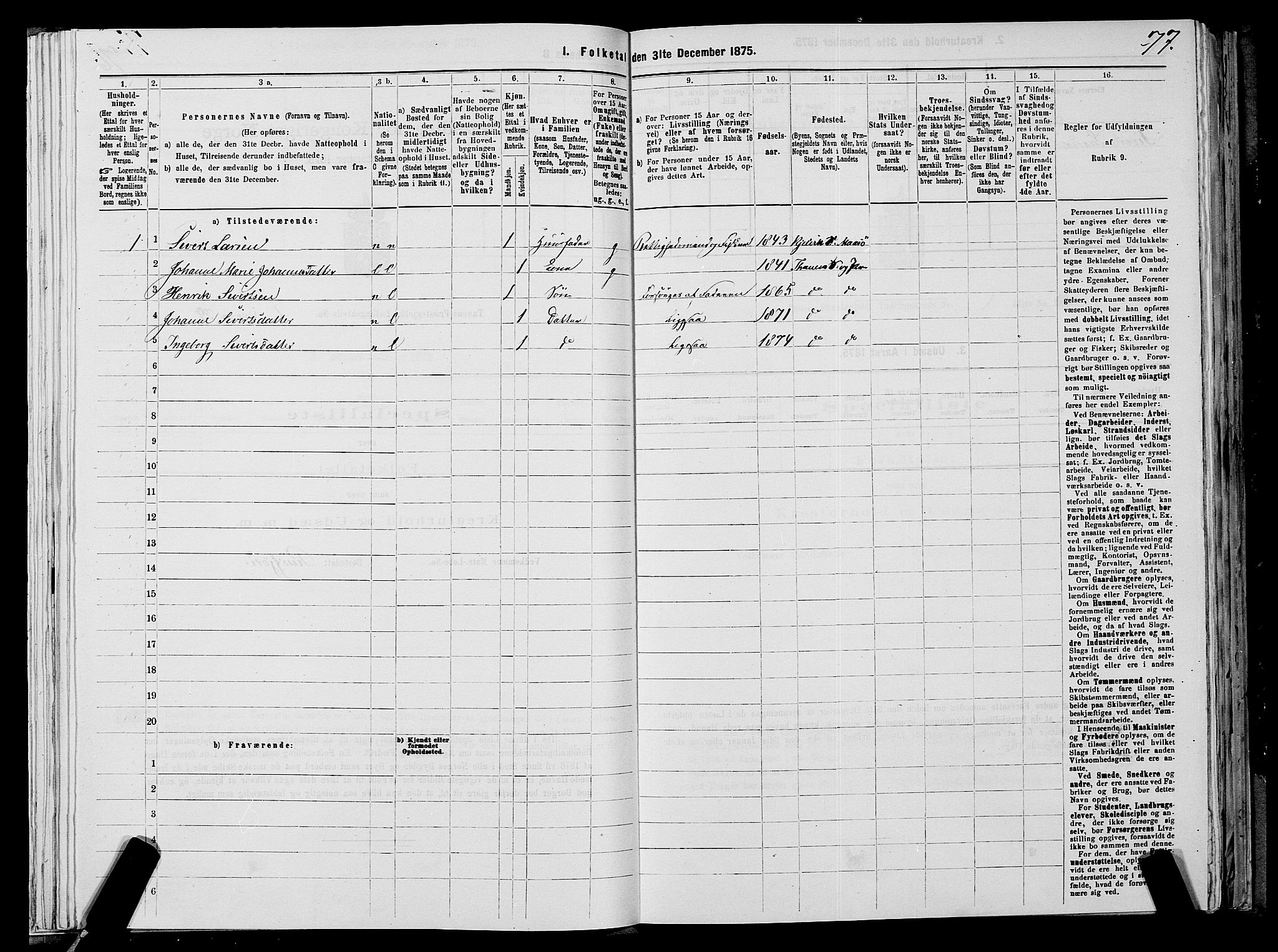 SATØ, Folketelling 1875 for 2025P Tana prestegjeld, 1875, s. 1077