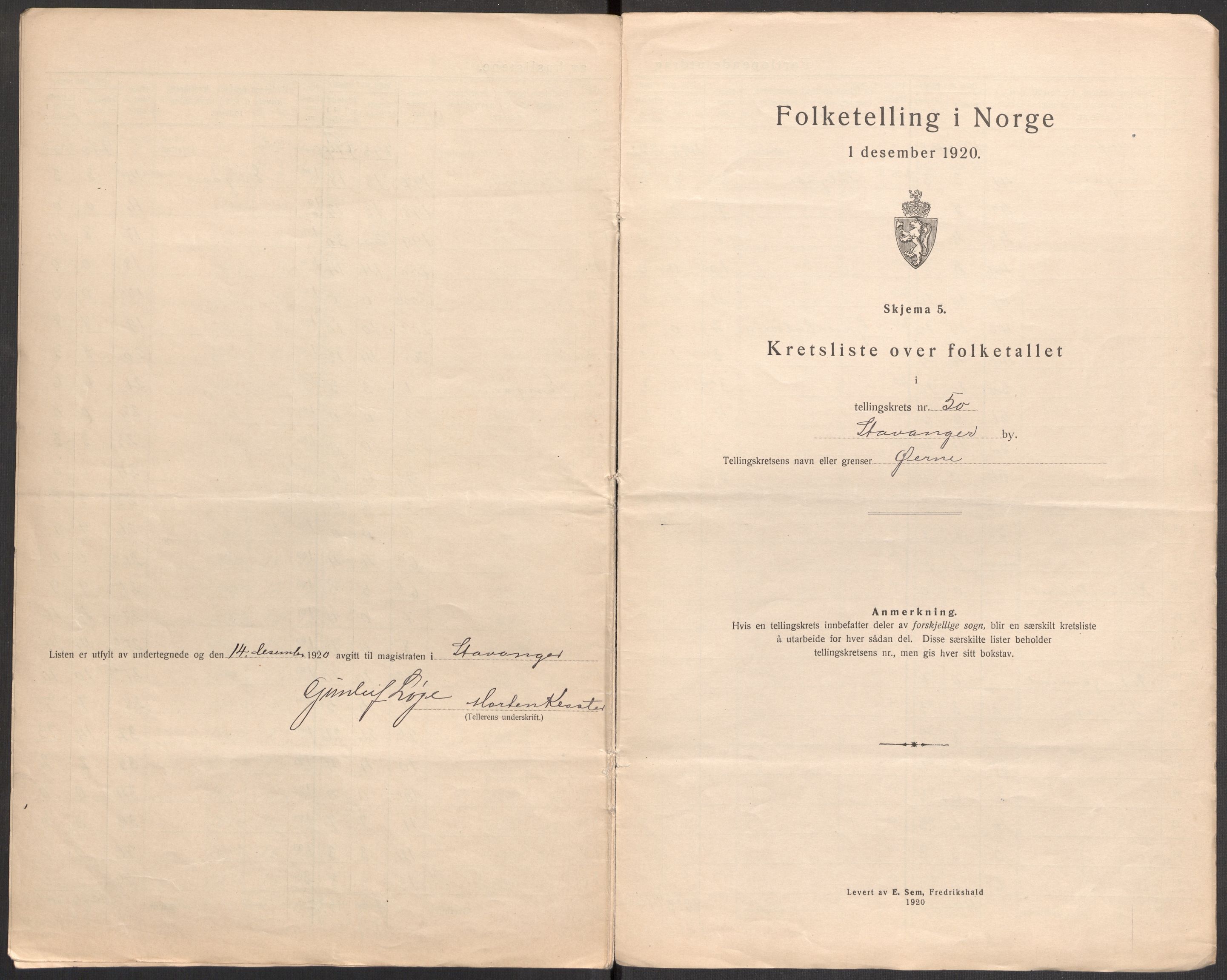 SAST, Folketelling 1920 for 1103 Stavanger kjøpstad, 1920, s. 159