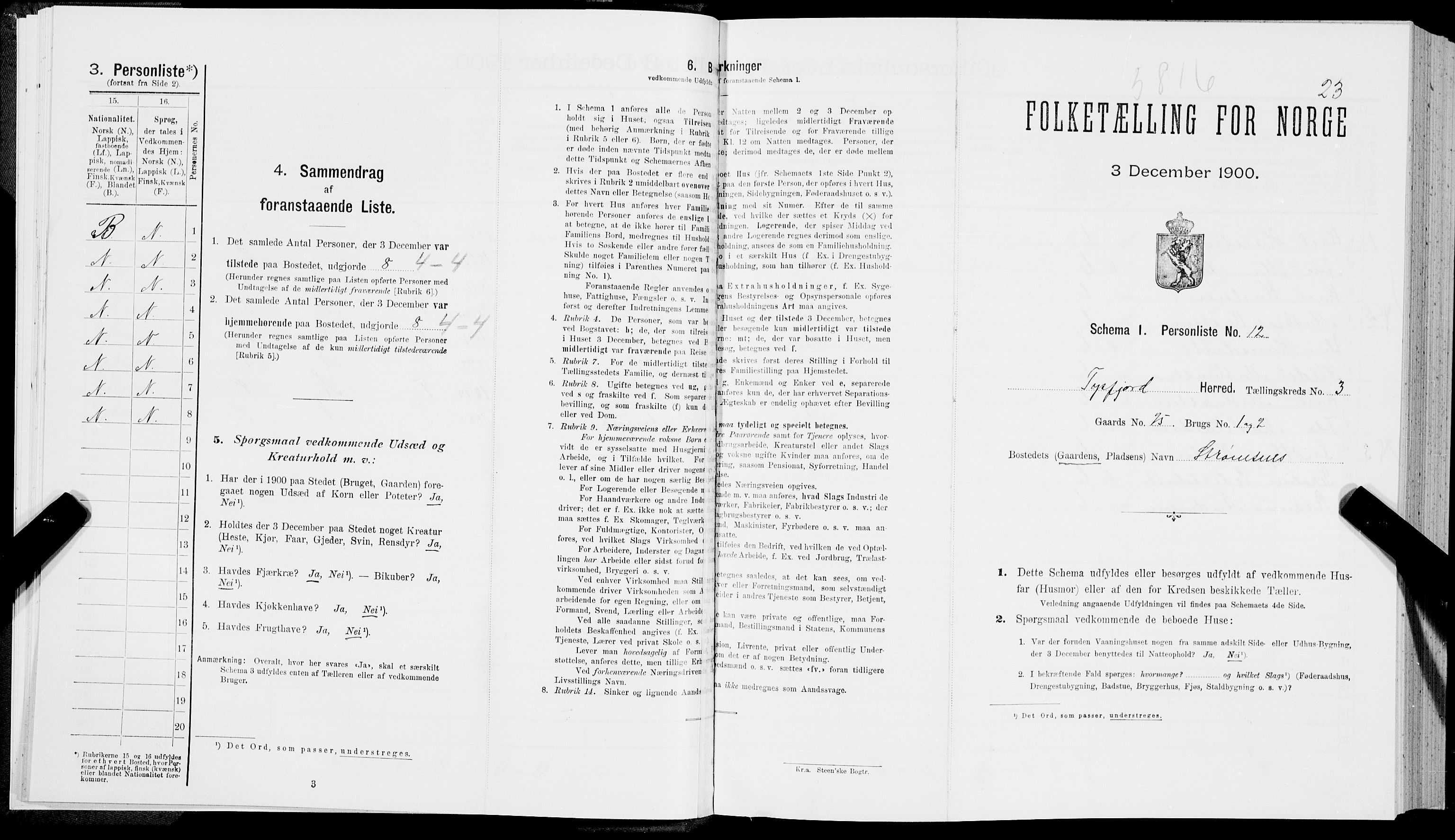 SAT, Folketelling 1900 for 1850 Tysfjord herred, 1900, s. 319