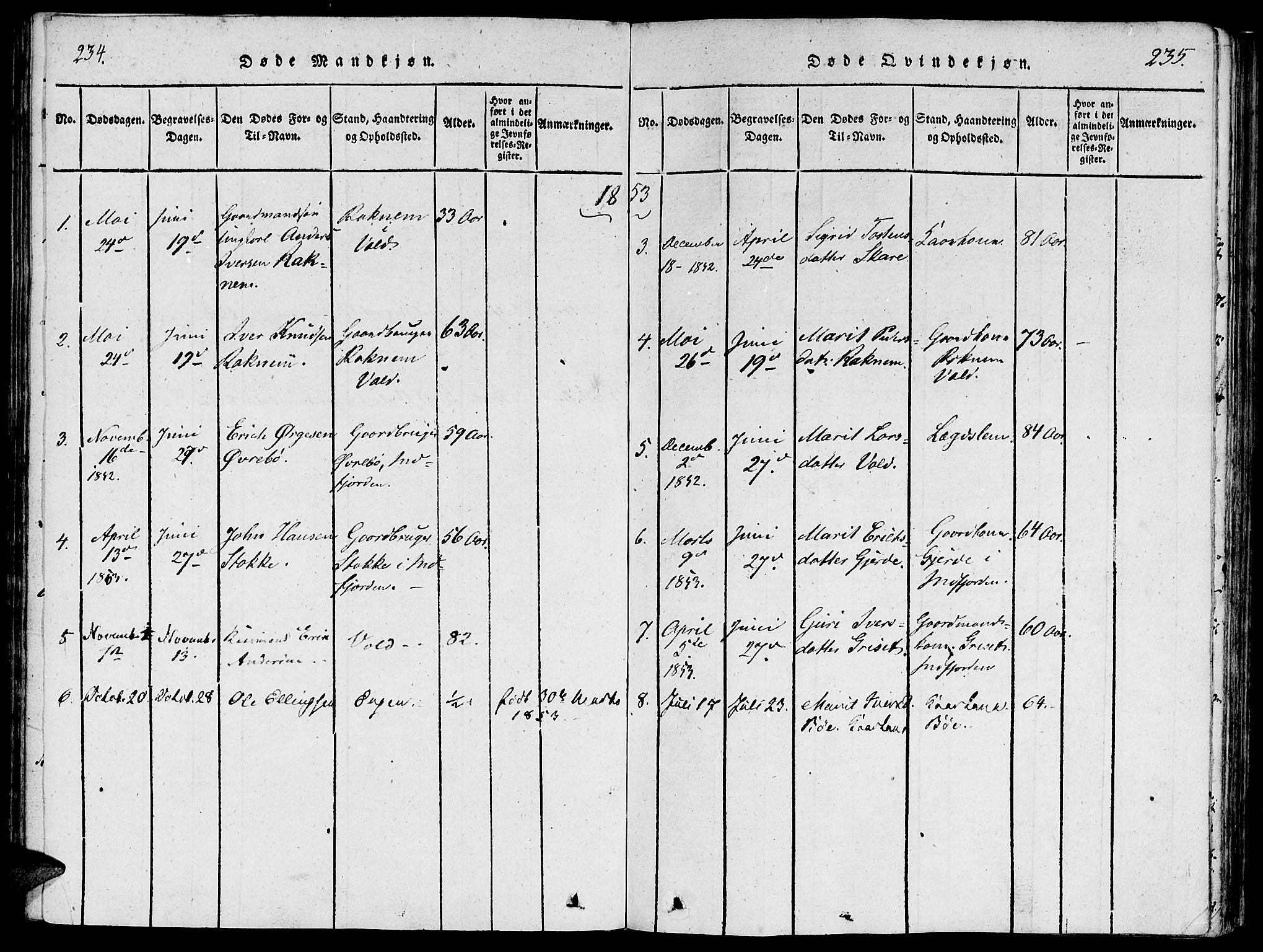 Ministerialprotokoller, klokkerbøker og fødselsregistre - Møre og Romsdal, SAT/A-1454/543/L0561: Ministerialbok nr. 543A01, 1818-1853, s. 234-235