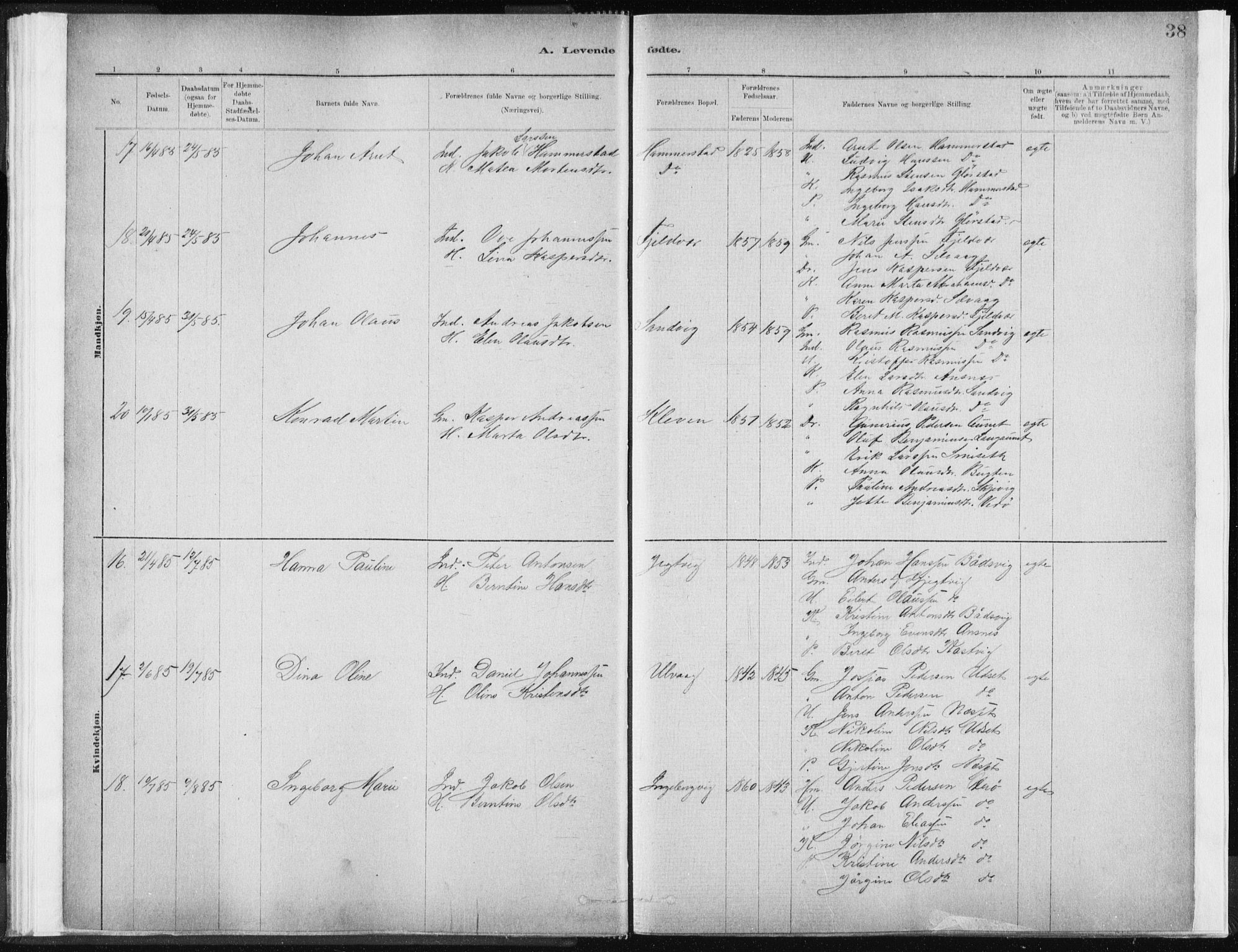 Ministerialprotokoller, klokkerbøker og fødselsregistre - Sør-Trøndelag, SAT/A-1456/637/L0558: Ministerialbok nr. 637A01, 1882-1899, s. 38