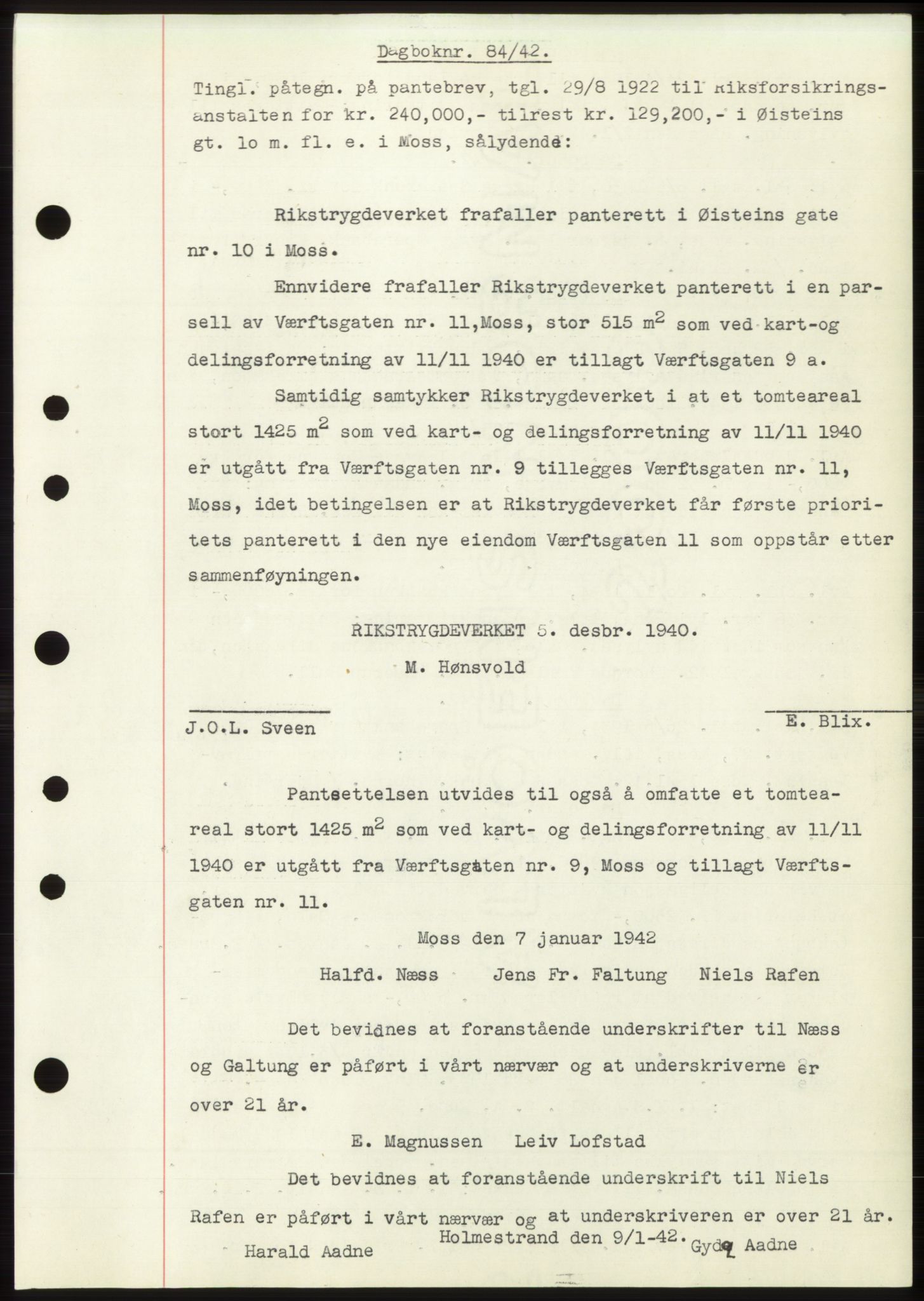 Moss sorenskriveri, SAO/A-10168: Pantebok nr. C10, 1938-1950, Dagboknr: 84/1942