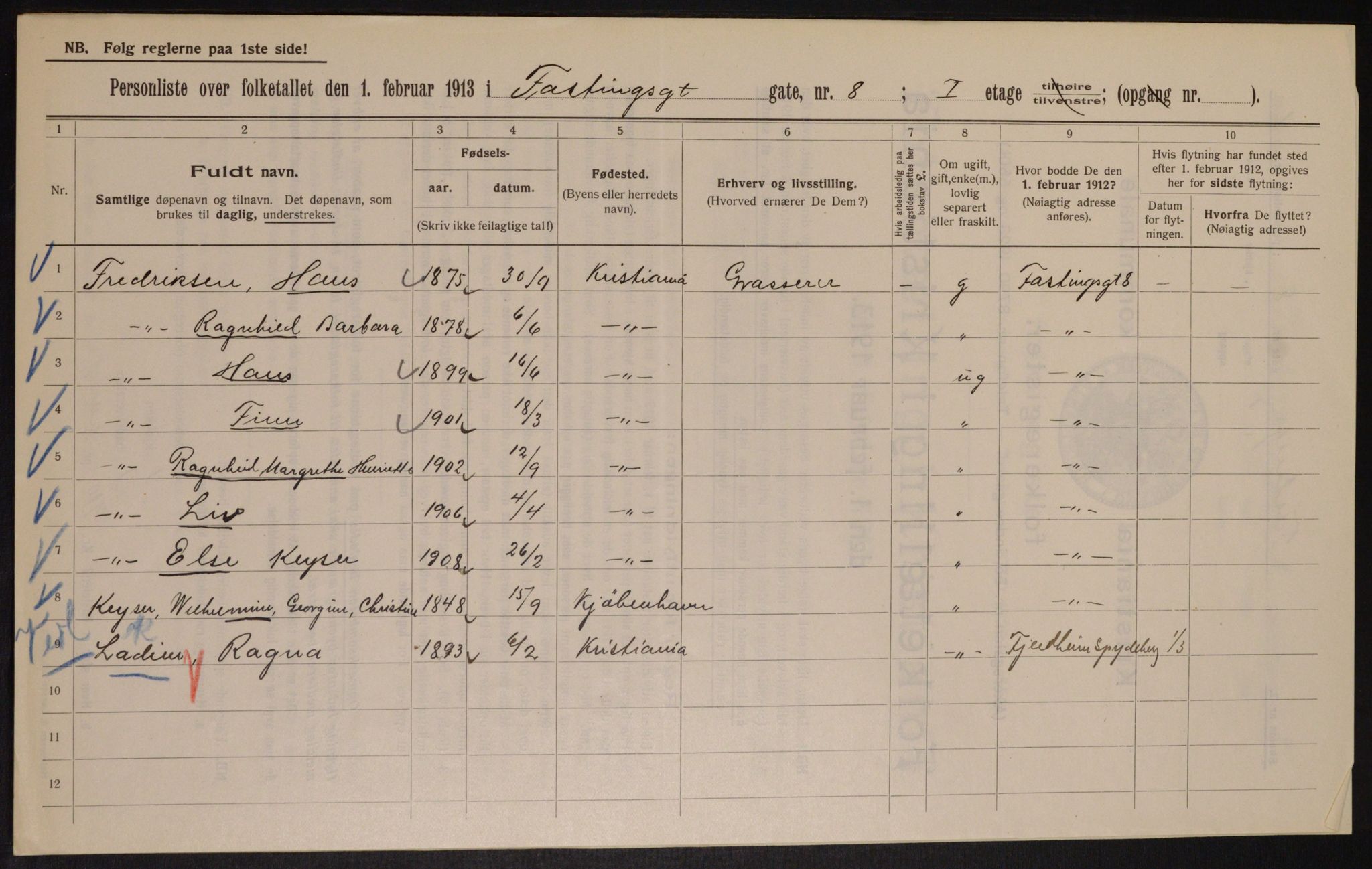 OBA, Kommunal folketelling 1.2.1913 for Kristiania, 1913, s. 23801