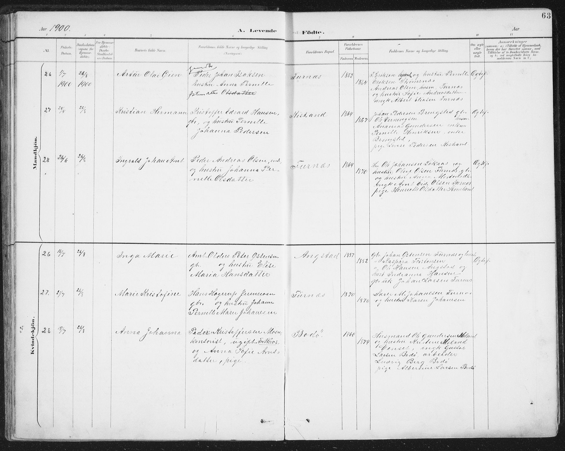 Ministerialprotokoller, klokkerbøker og fødselsregistre - Nordland, SAT/A-1459/852/L0741: Ministerialbok nr. 852A11, 1894-1917, s. 63
