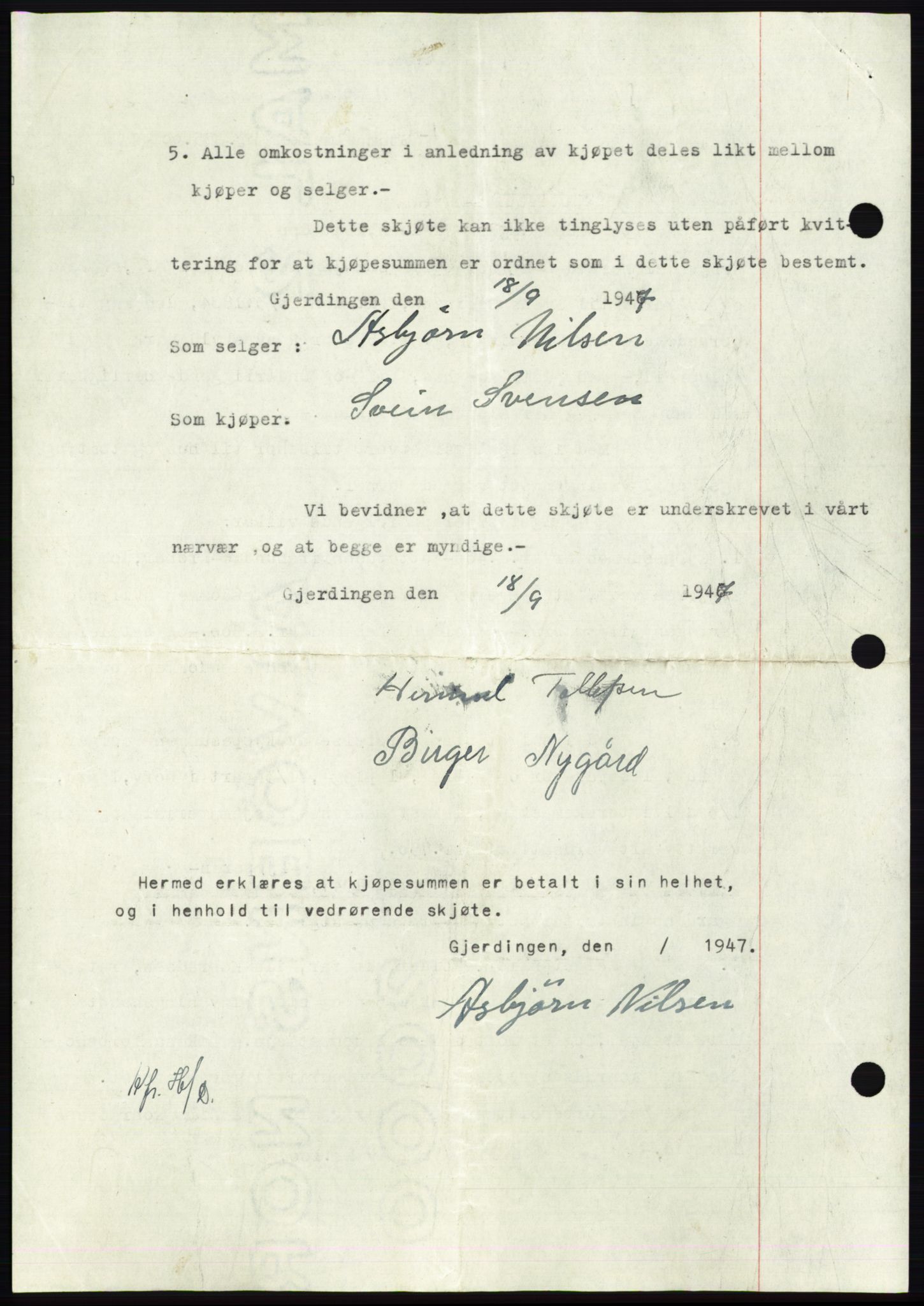 Namdal sorenskriveri, AV/SAT-A-4133/1/2/2C: Pantebok nr. -, 1947-1947, Dagboknr: 2301/1947