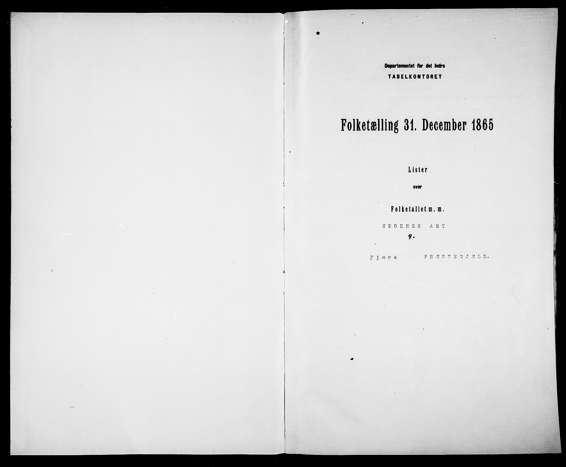 RA, Folketelling 1865 for 0923L Fjære prestegjeld, Fjære sokn, 1865, s. 3
