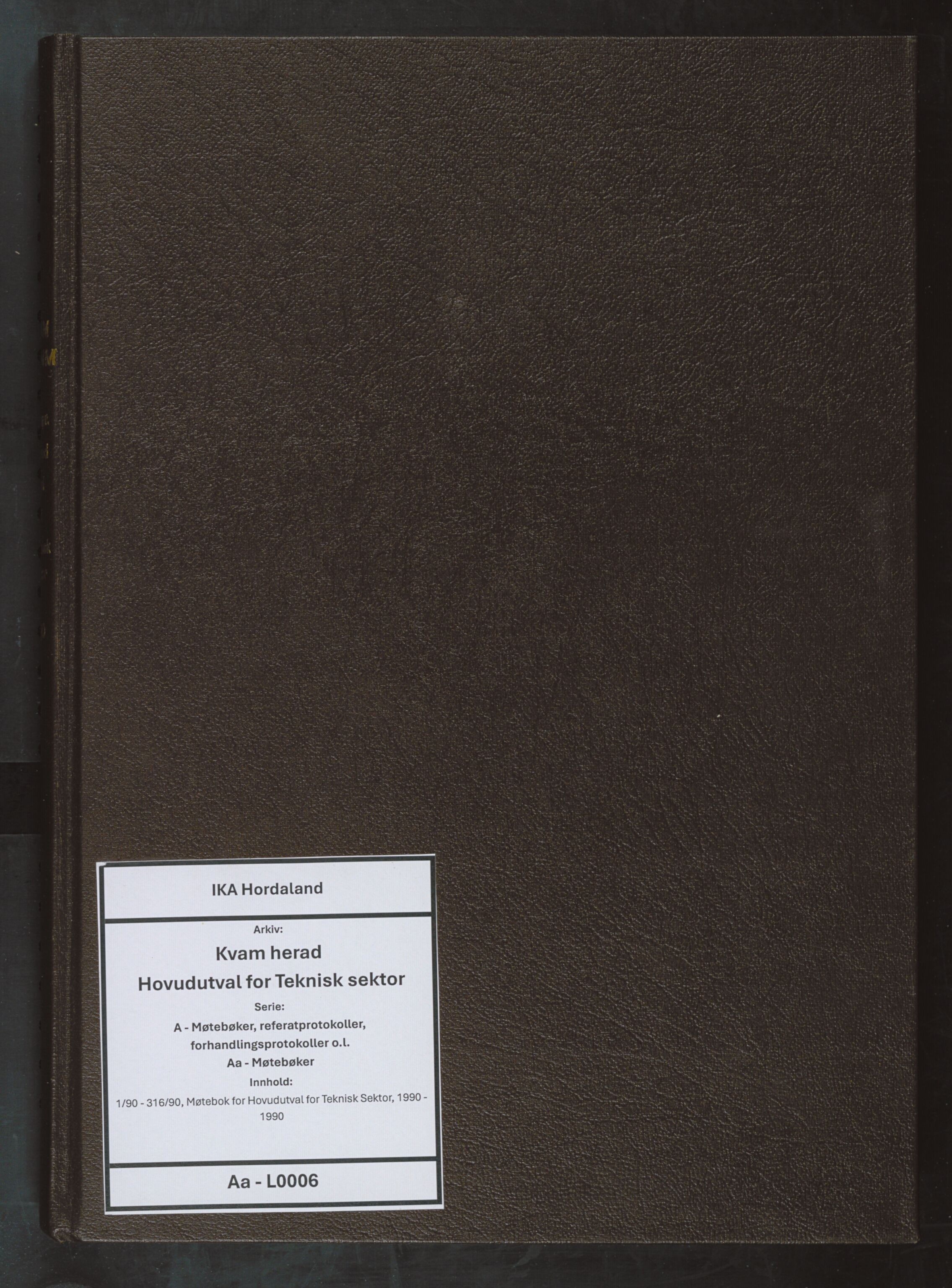 Kvam herad. Hovudutval for Teknisk sektor, IKAH/1238-513.1/A/Aa/L0006: Møtebok for Hovudutval for Teknisk Sektor, 1990