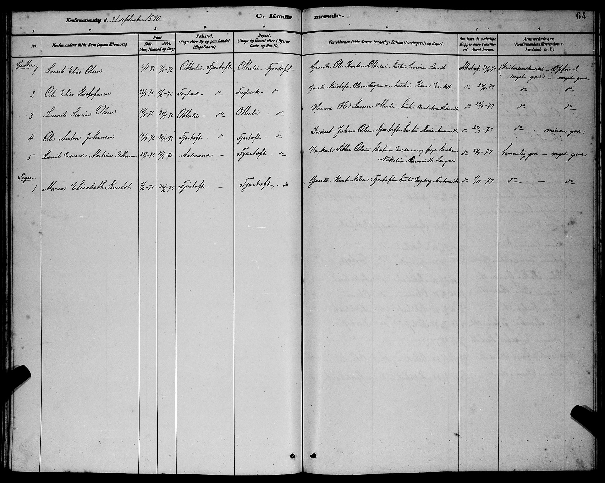 Ministerialprotokoller, klokkerbøker og fødselsregistre - Møre og Romsdal, AV/SAT-A-1454/538/L0523: Klokkerbok nr. 538C01, 1881-1900, s. 64