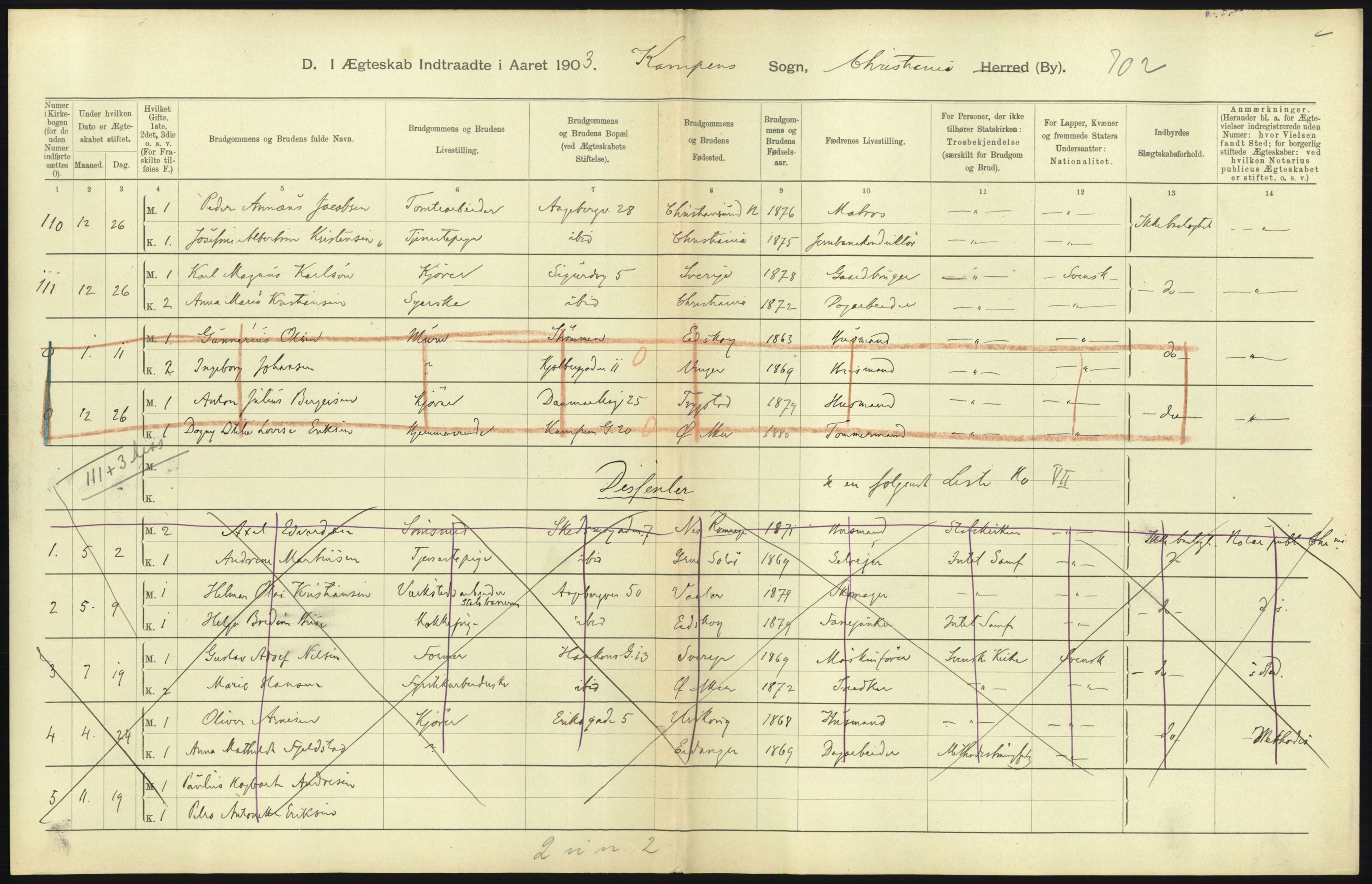 Statistisk sentralbyrå, Sosiodemografiske emner, Befolkning, AV/RA-S-2228/D/Df/Dfa/Dfaa/L0004: Kristiania: Gifte, døde, 1903, s. 463