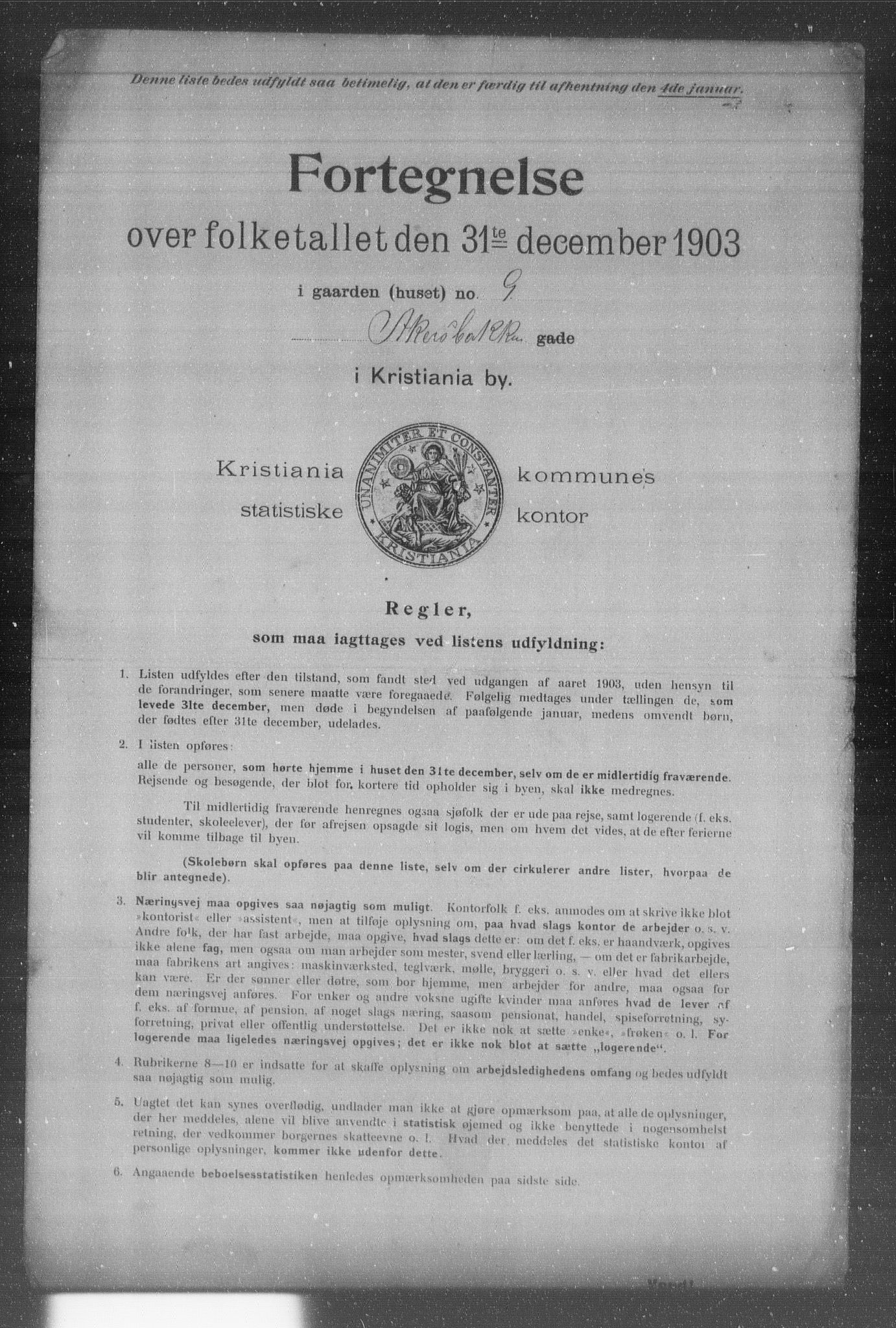 OBA, Kommunal folketelling 31.12.1903 for Kristiania kjøpstad, 1903, s. 15