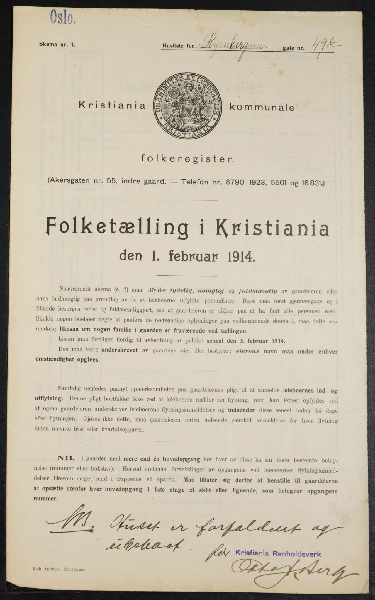 OBA, Kommunal folketelling 1.2.1914 for Kristiania, 1914, s. 85721