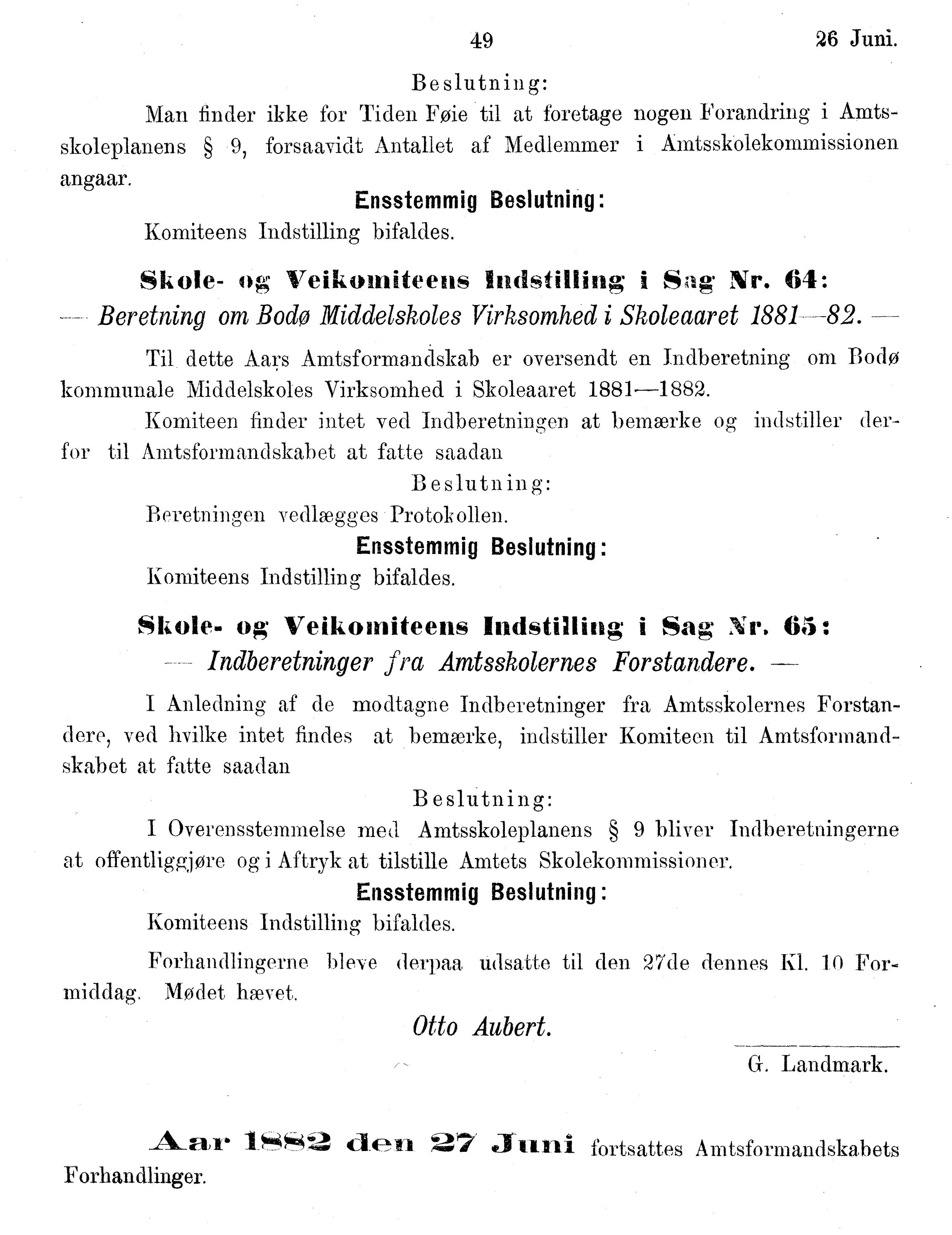 Nordland Fylkeskommune. Fylkestinget, AIN/NFK-17/176/A/Ac/L0014: Fylkestingsforhandlinger 1881-1885, 1881-1885, s. 49
