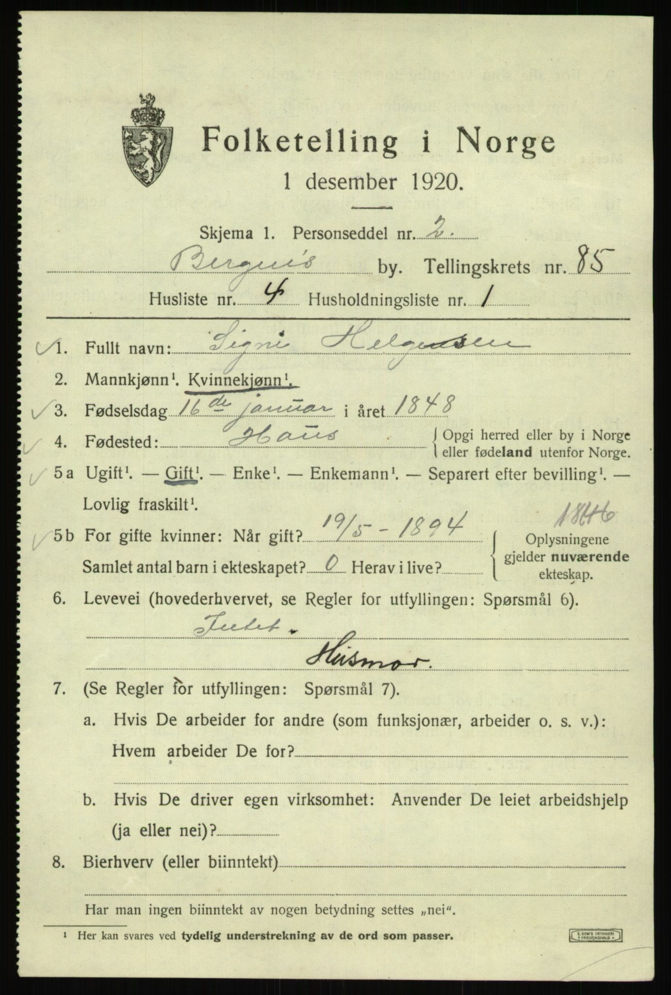 SAB, Folketelling 1920 for 1301 Bergen kjøpstad, 1920, s. 157103