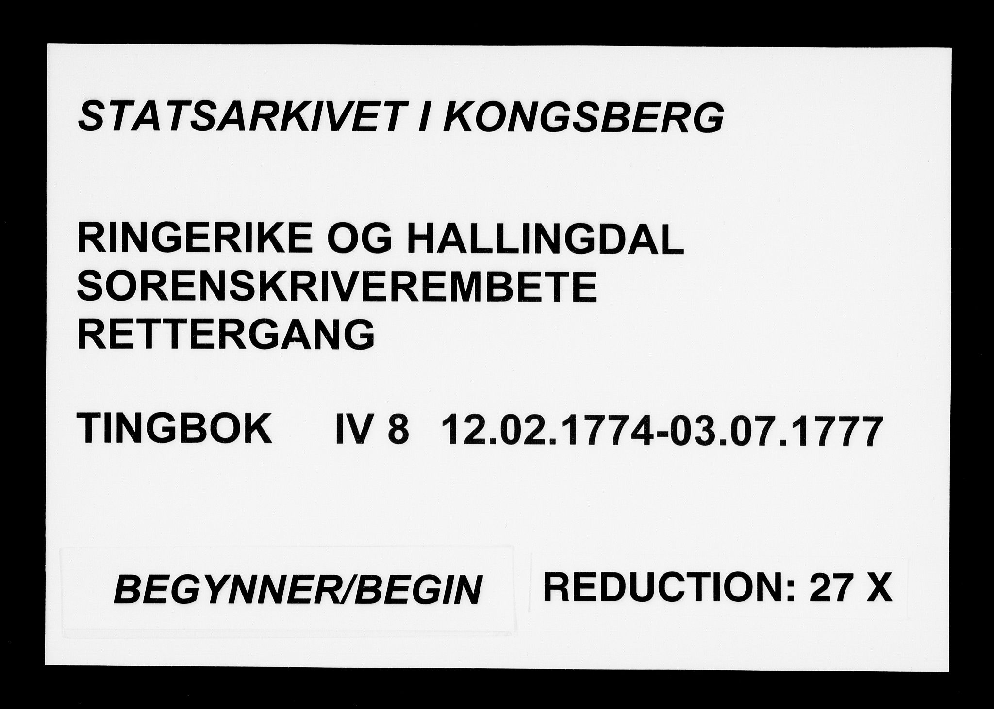 Ringerike og Hallingdal sorenskriveri, AV/SAKO-A-81/F/Fa/Fad/L0008: Tingbok - Hallingdal, 1774-1777