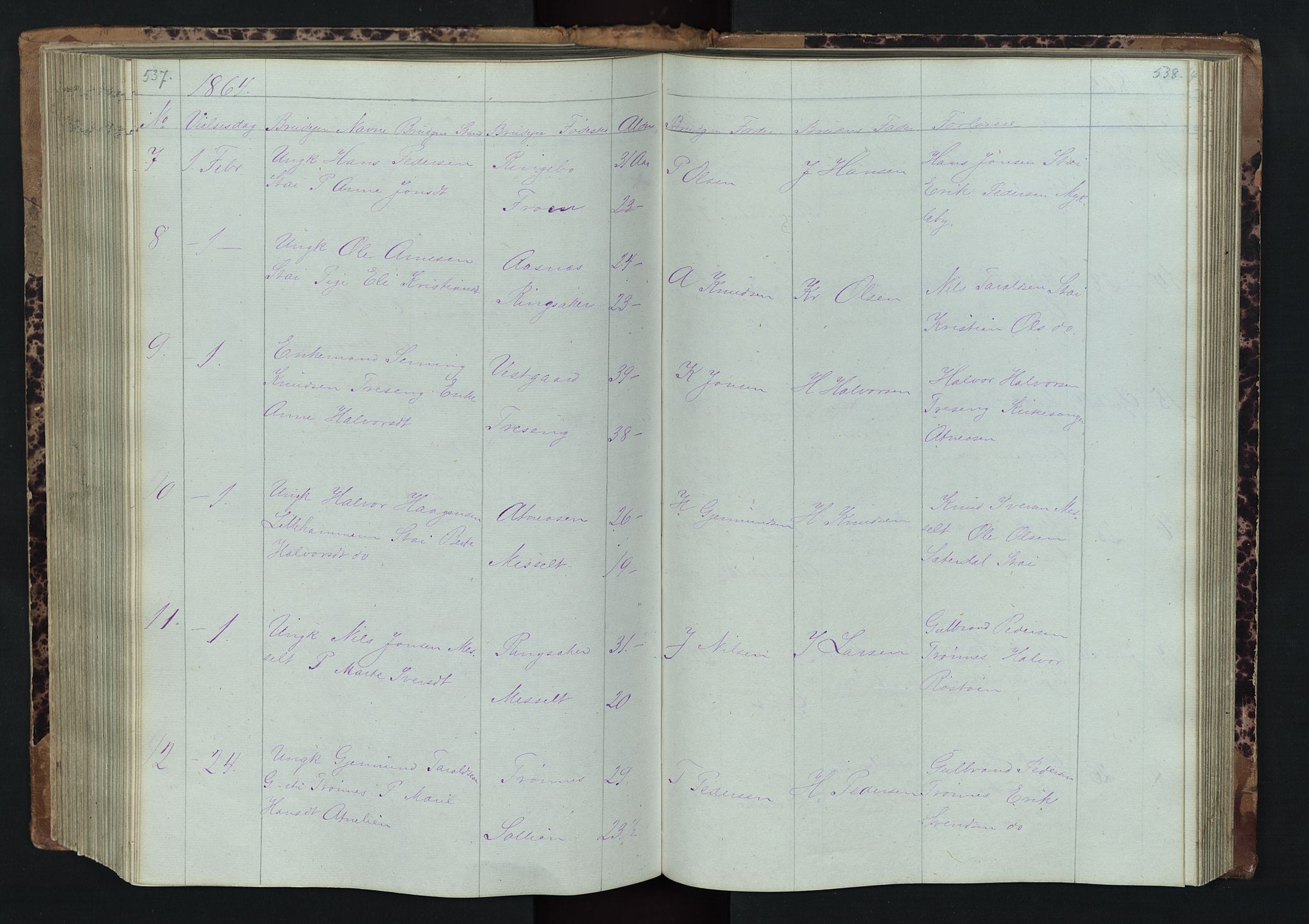 Stor-Elvdal prestekontor, SAH/PREST-052/H/Ha/Hab/L0001: Klokkerbok nr. 1 /1, 1860-1894, s. 537-538