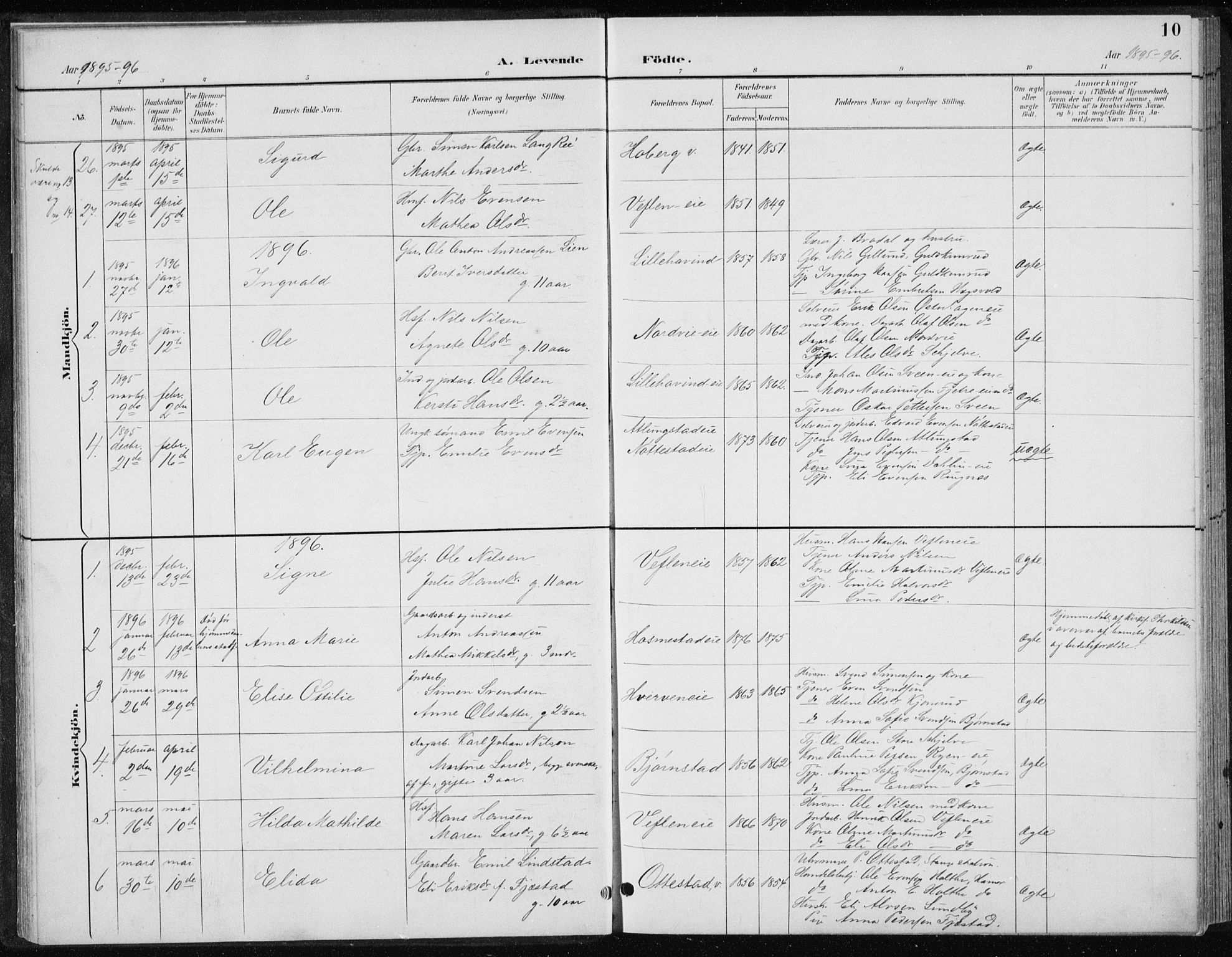 Stange prestekontor, AV/SAH-PREST-002/L/L0010: Klokkerbok nr. 10, 1894-1905, s. 10