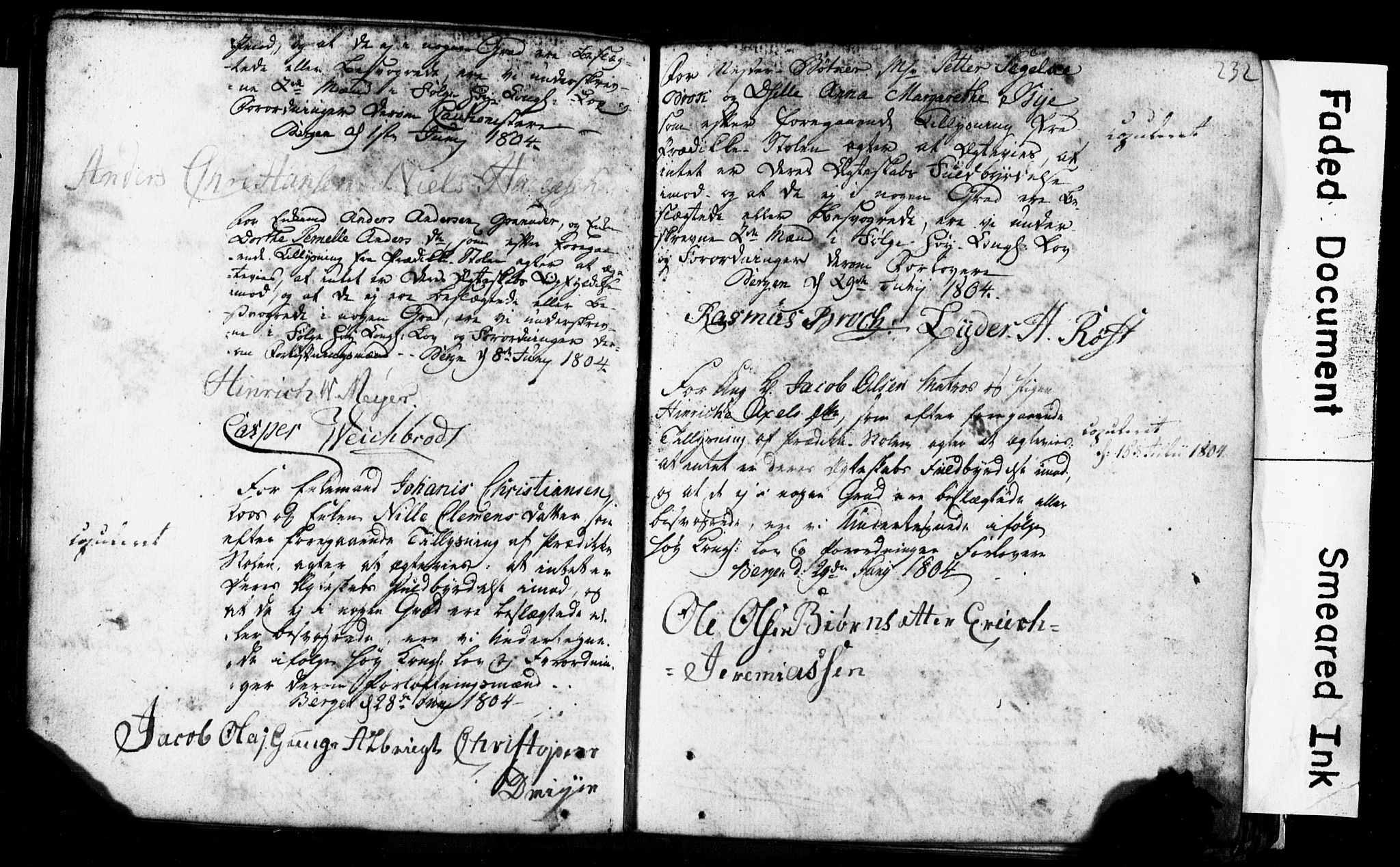 Korskirken sokneprestembete, SAB/A-76101: Forlovererklæringer nr. II.5.1, 1776-1816, s. 232