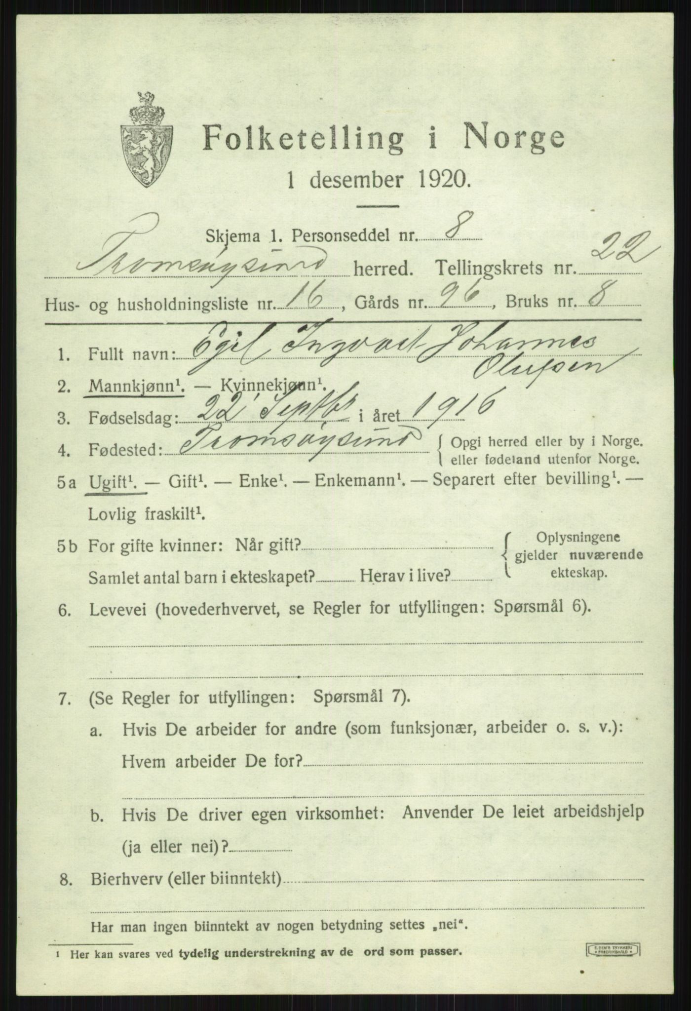 SATØ, Folketelling 1920 for 1934 Tromsøysund herred, 1920, s. 11504