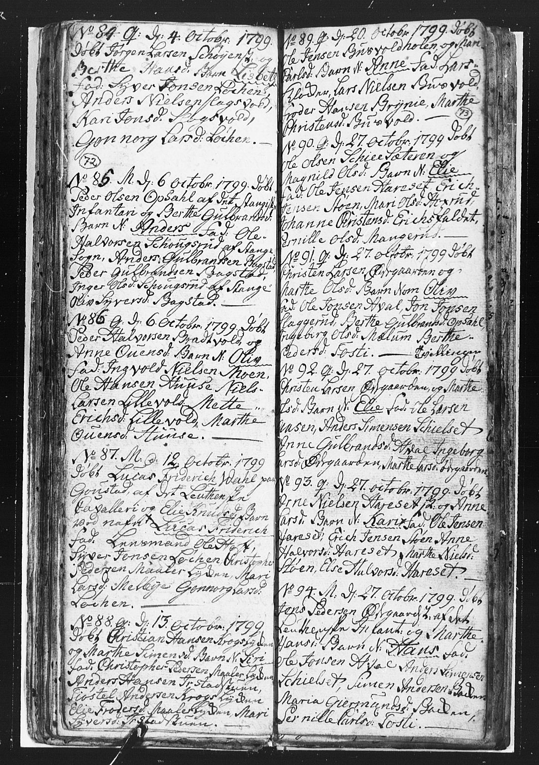 Romedal prestekontor, AV/SAH-PREST-004/L/L0002: Klokkerbok nr. 2, 1795-1800, s. 72-73