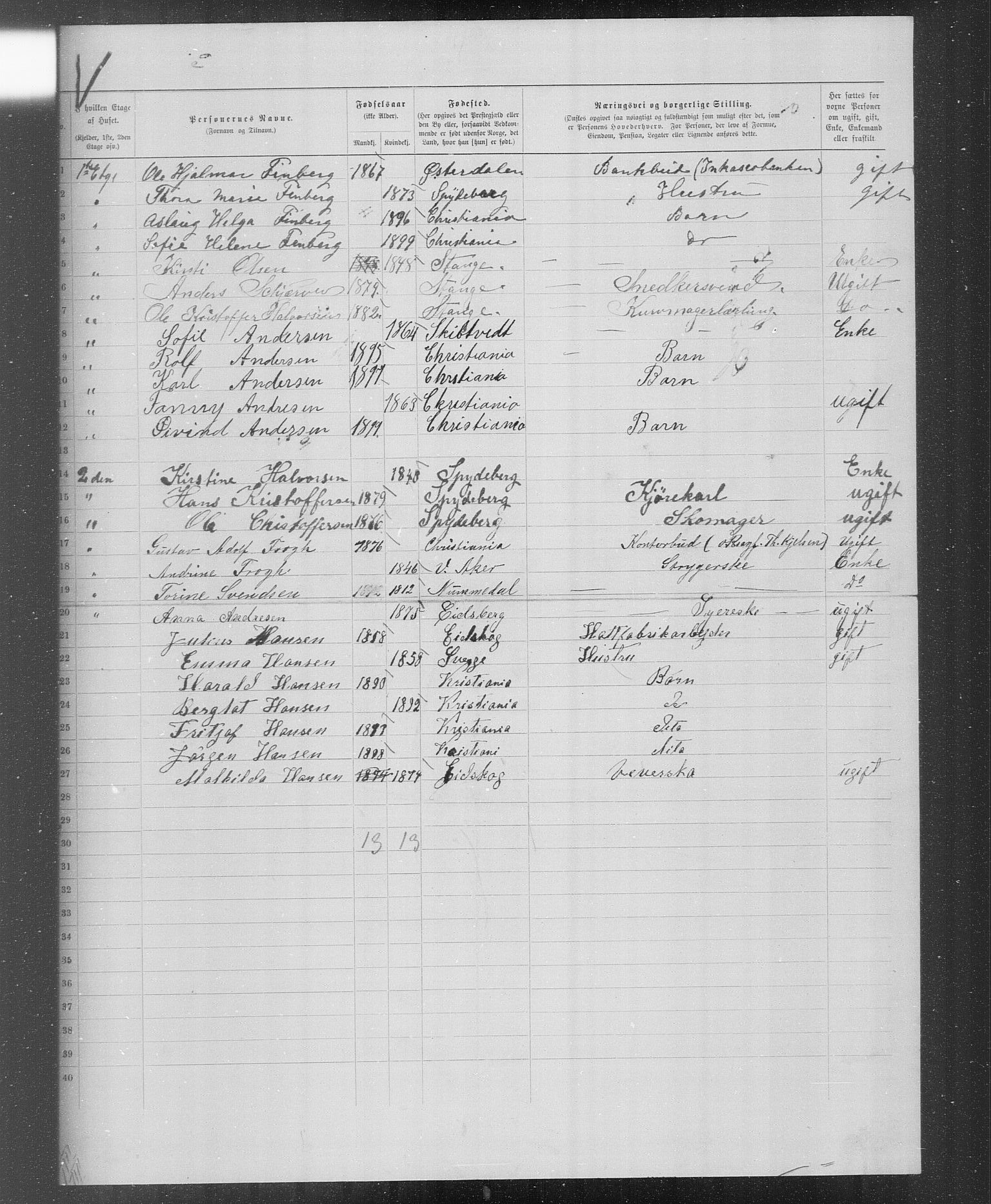 OBA, Kommunal folketelling 31.12.1899 for Kristiania kjøpstad, 1899, s. 4136