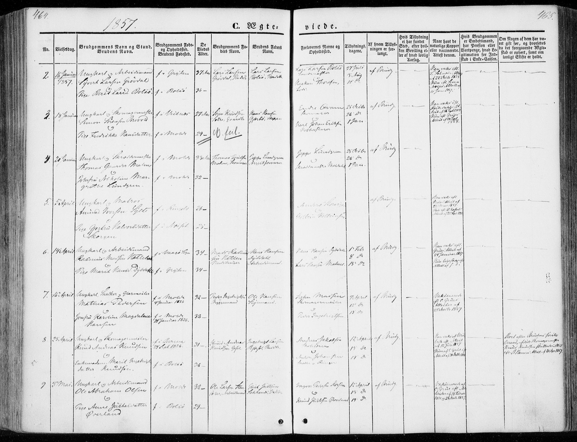 Ministerialprotokoller, klokkerbøker og fødselsregistre - Møre og Romsdal, AV/SAT-A-1454/558/L0689: Ministerialbok nr. 558A03, 1843-1872, s. 464-465