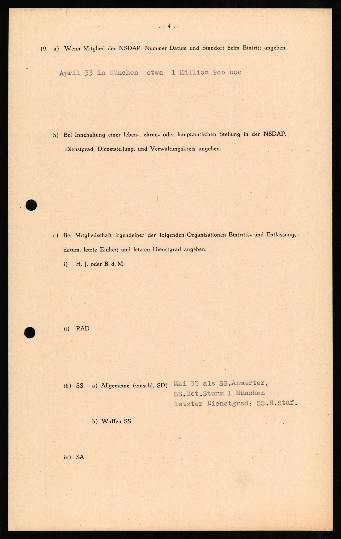 Forsvaret, Forsvarets overkommando II, RA/RAFA-3915/D/Db/L0011: CI Questionaires. Tyske okkupasjonsstyrker i Norge. Tyskere., 1945-1946, s. 107