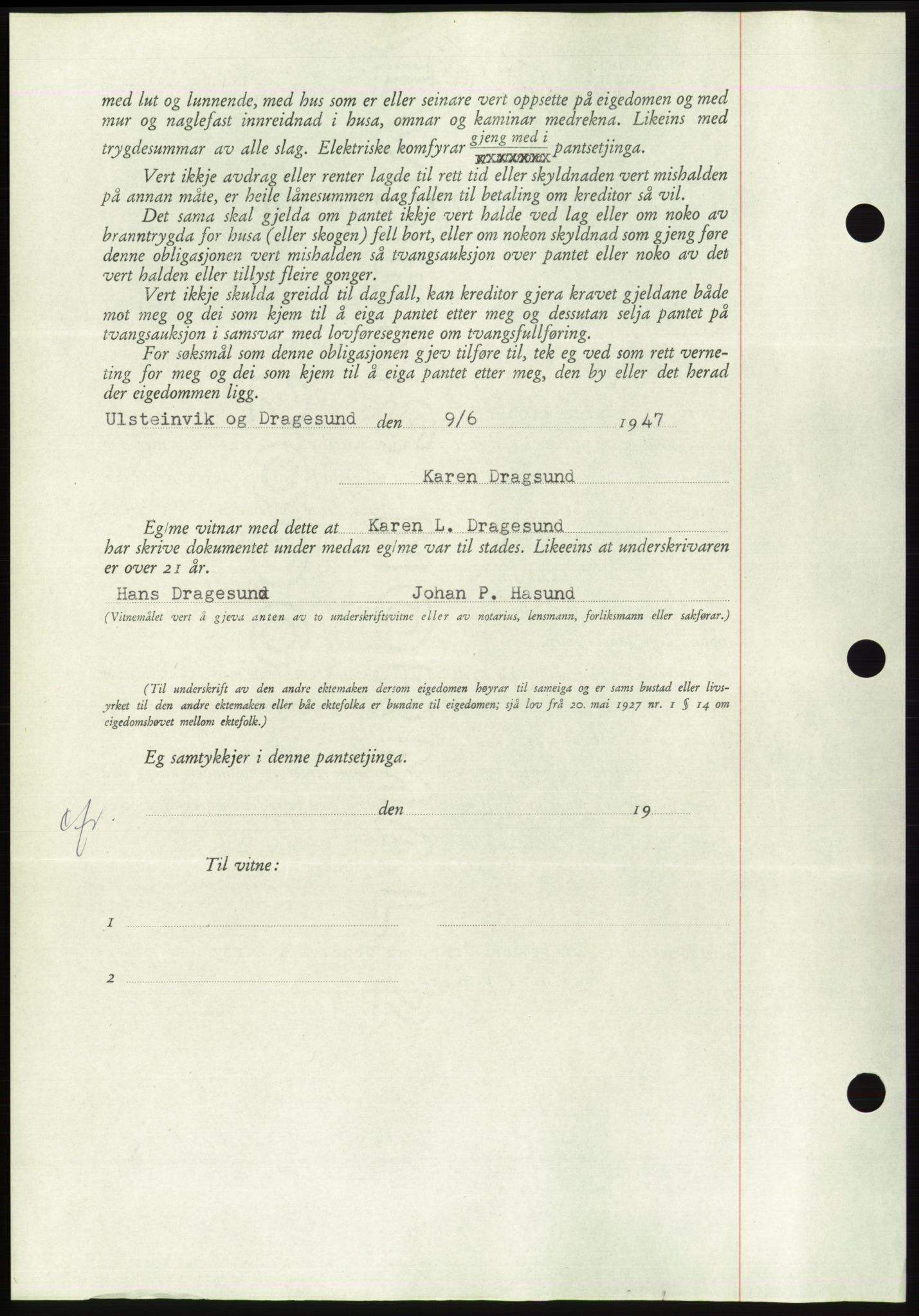 Søre Sunnmøre sorenskriveri, AV/SAT-A-4122/1/2/2C/L0115: Pantebok nr. 3B, 1947-1948, Dagboknr: 755/1947